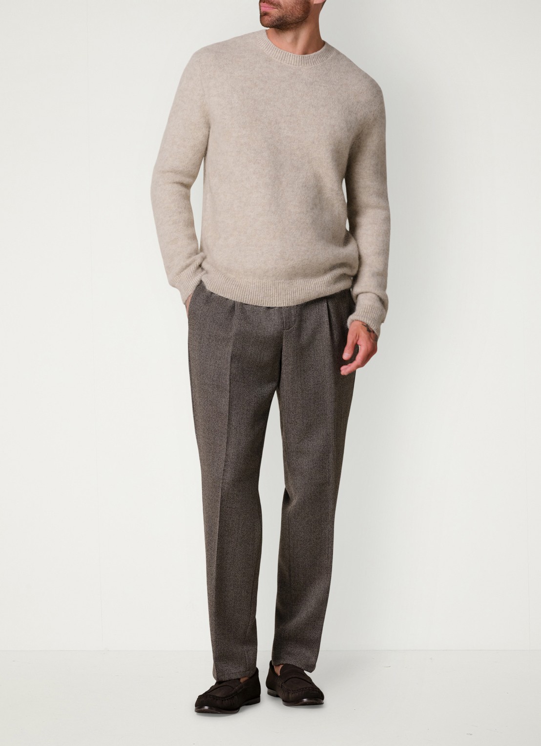 Profuomo Mouline slim fit chino in wolblend - voorkant 6 antraciet