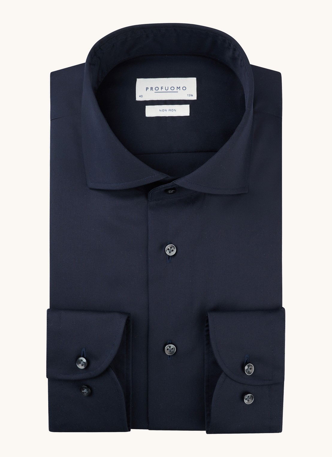 Profuomo Ori slim fit overhemd van katoen - voorkant 6 donkerblauw