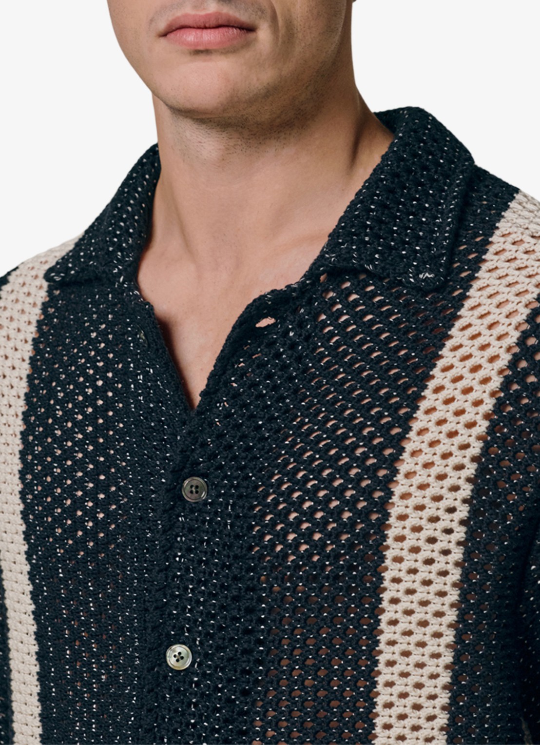 Profuomo Overhemd met opengewerkt dessin - detail 5 donkerblauw
