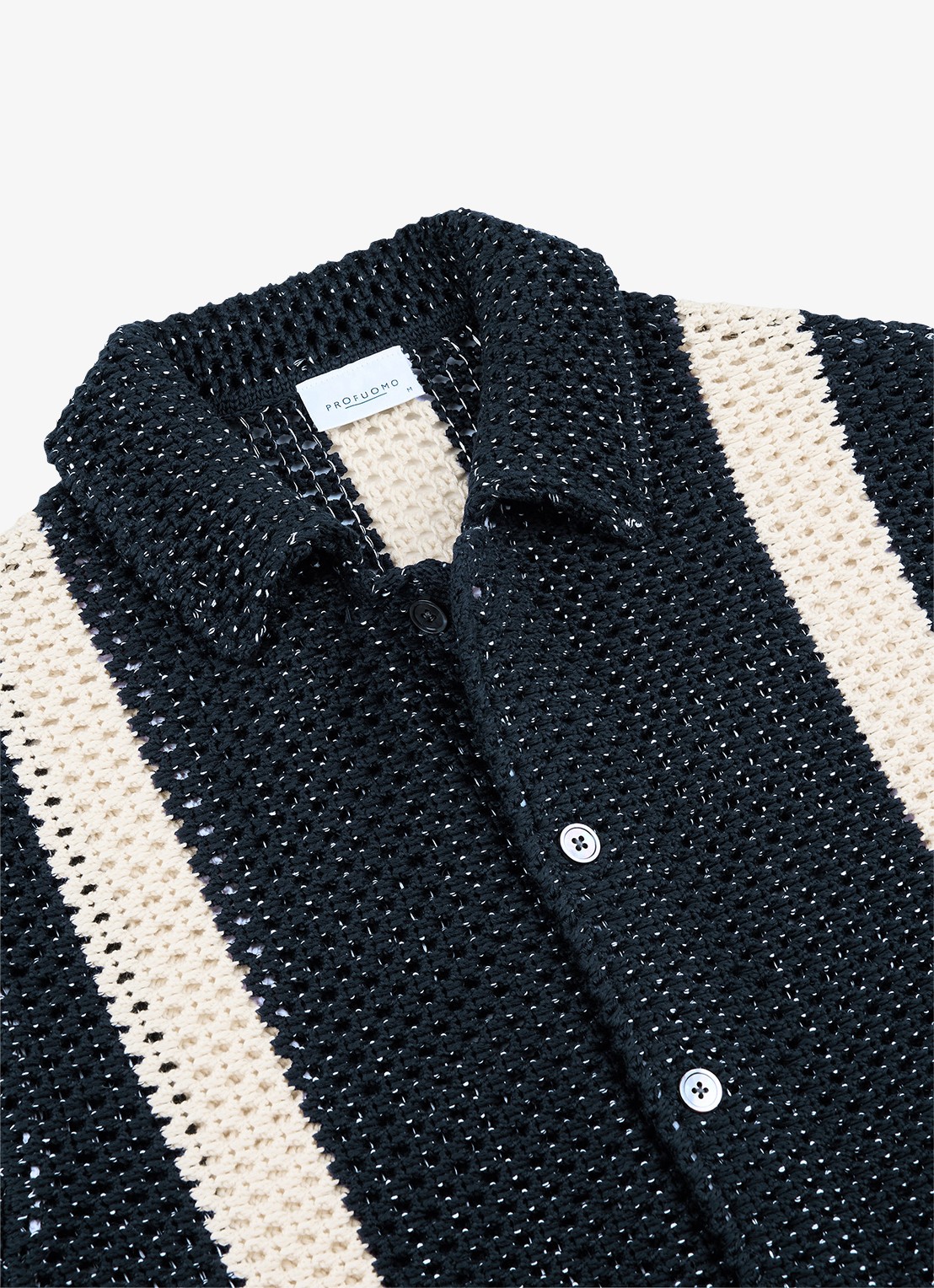 Profuomo Overhemd met opengewerkt dessin - detail 6 donkerblauw