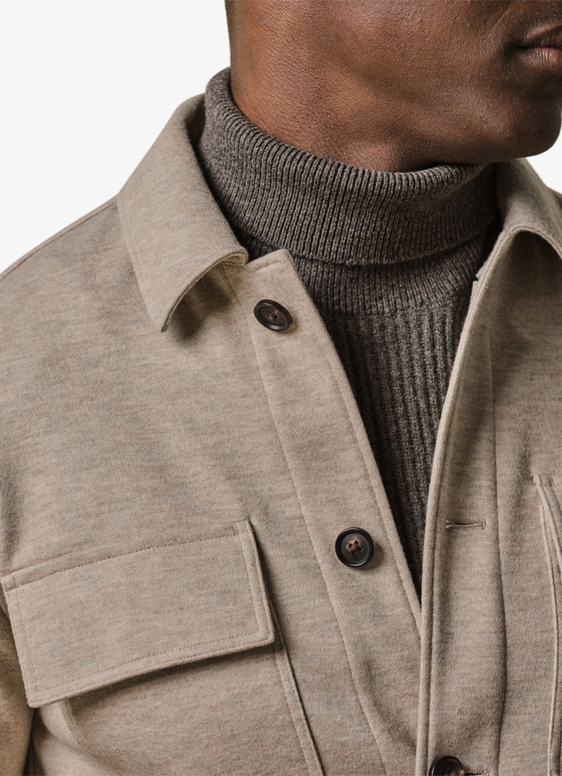 Profuomo Overshirt met borstzakken - detail 2 beige