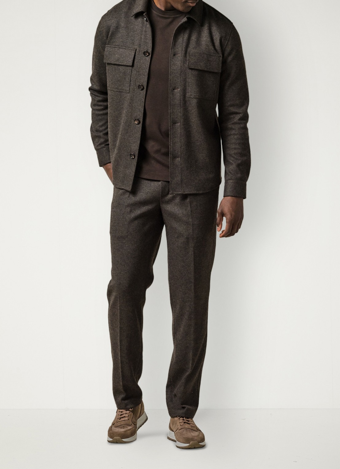 Profuomo Overshirt met borstzakken - voorkant 2 bruin