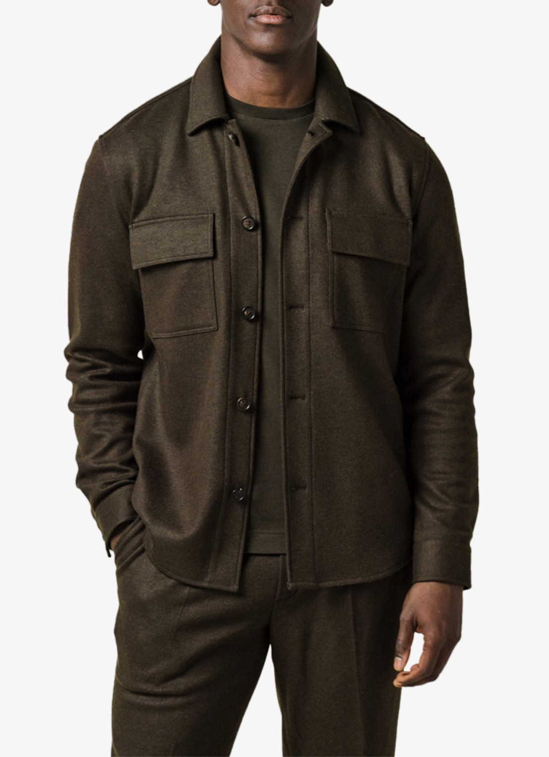 Profuomo Overshirt met borstzakken - detail groen