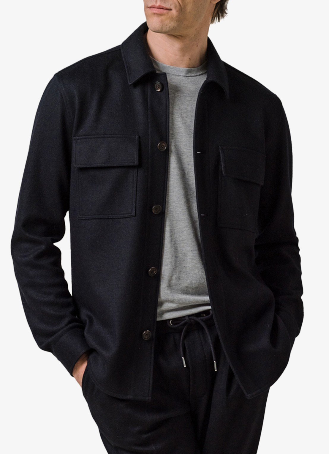 Profuomo Overshirt met borstzakken - detail 4 donkerblauw