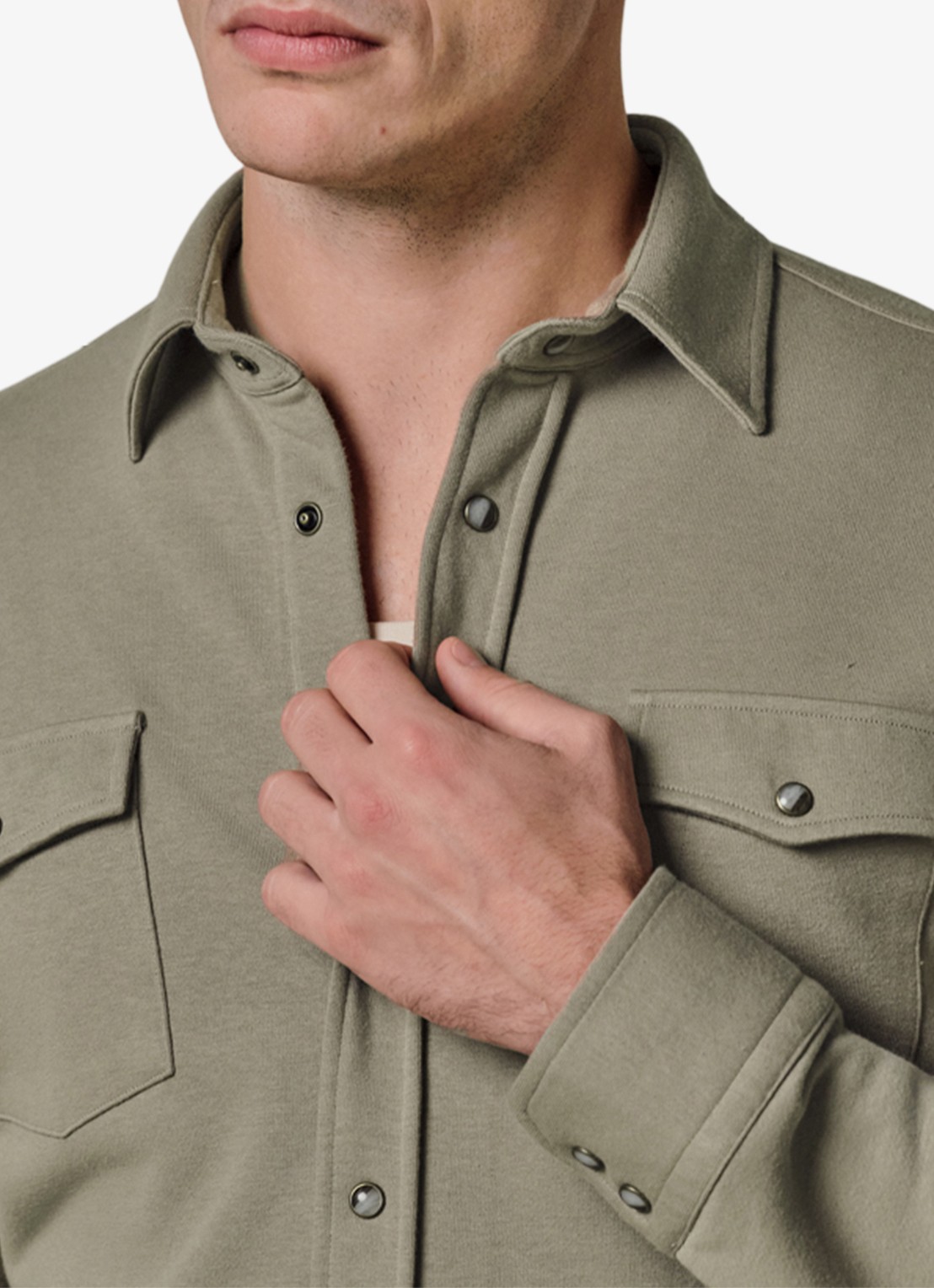 Profuomo Overshirt met borstzakken - detail 5 middengroen