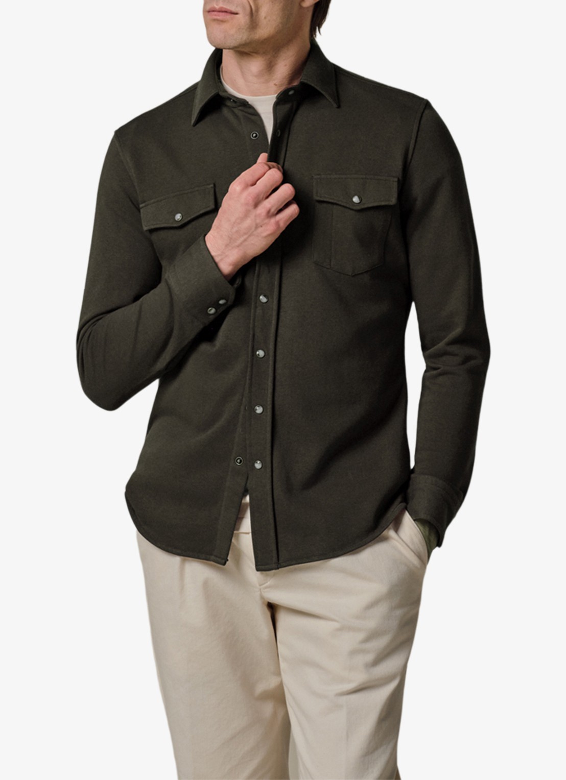 Profuomo Overshirt met borstzakken - detail bruin