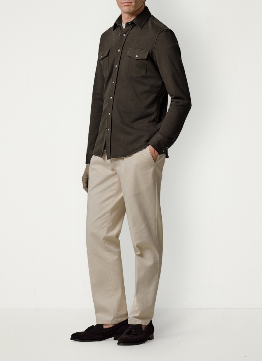 Profuomo Overshirt met borstzakken - voorkant 6 bruin