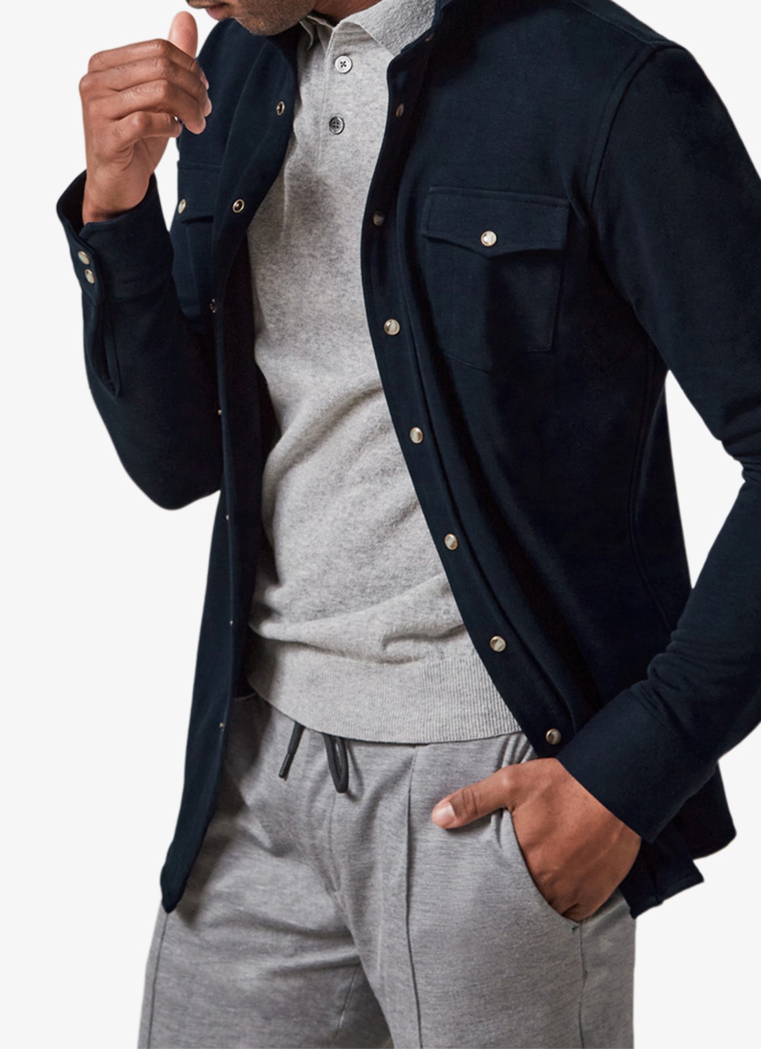Profuomo Overshirt met borstzakken - detail 3 blauw