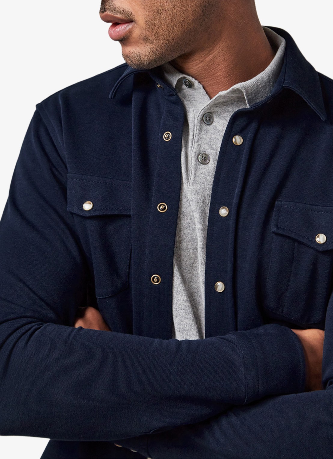 Profuomo Overshirt met borstzakken - detail 4 blauw