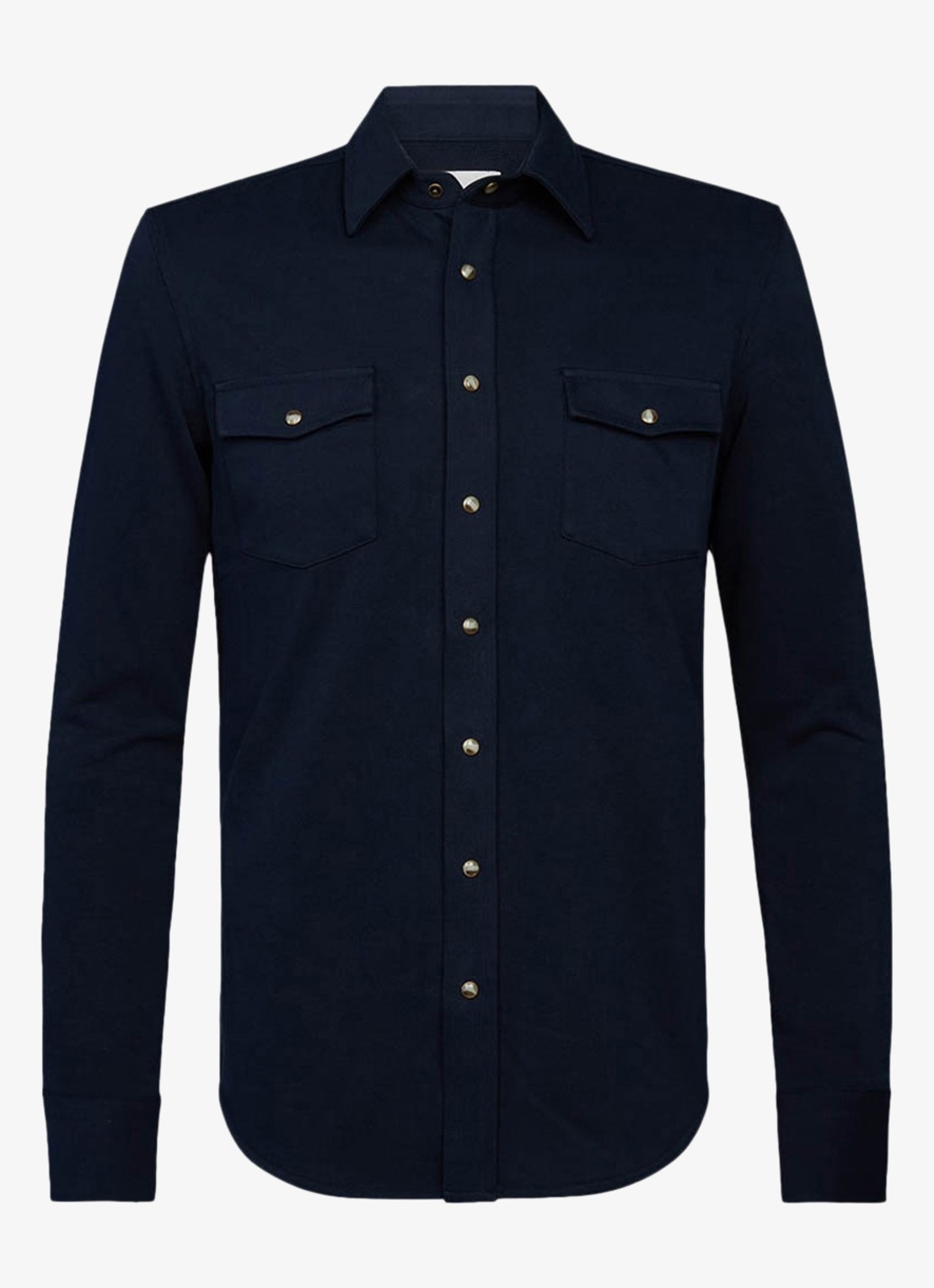 Profuomo Overshirt met borstzakken - voorkant blauw