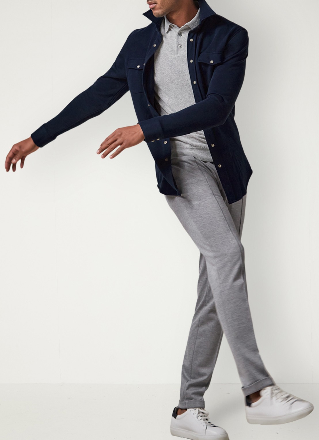 Profuomo Overshirt met borstzakken - voorkant 2 blauw