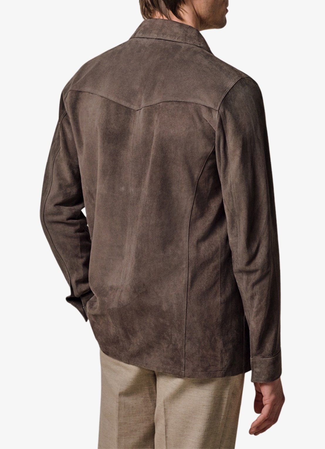 Profuomo Overshirt van suède - achterkant 3 taupe