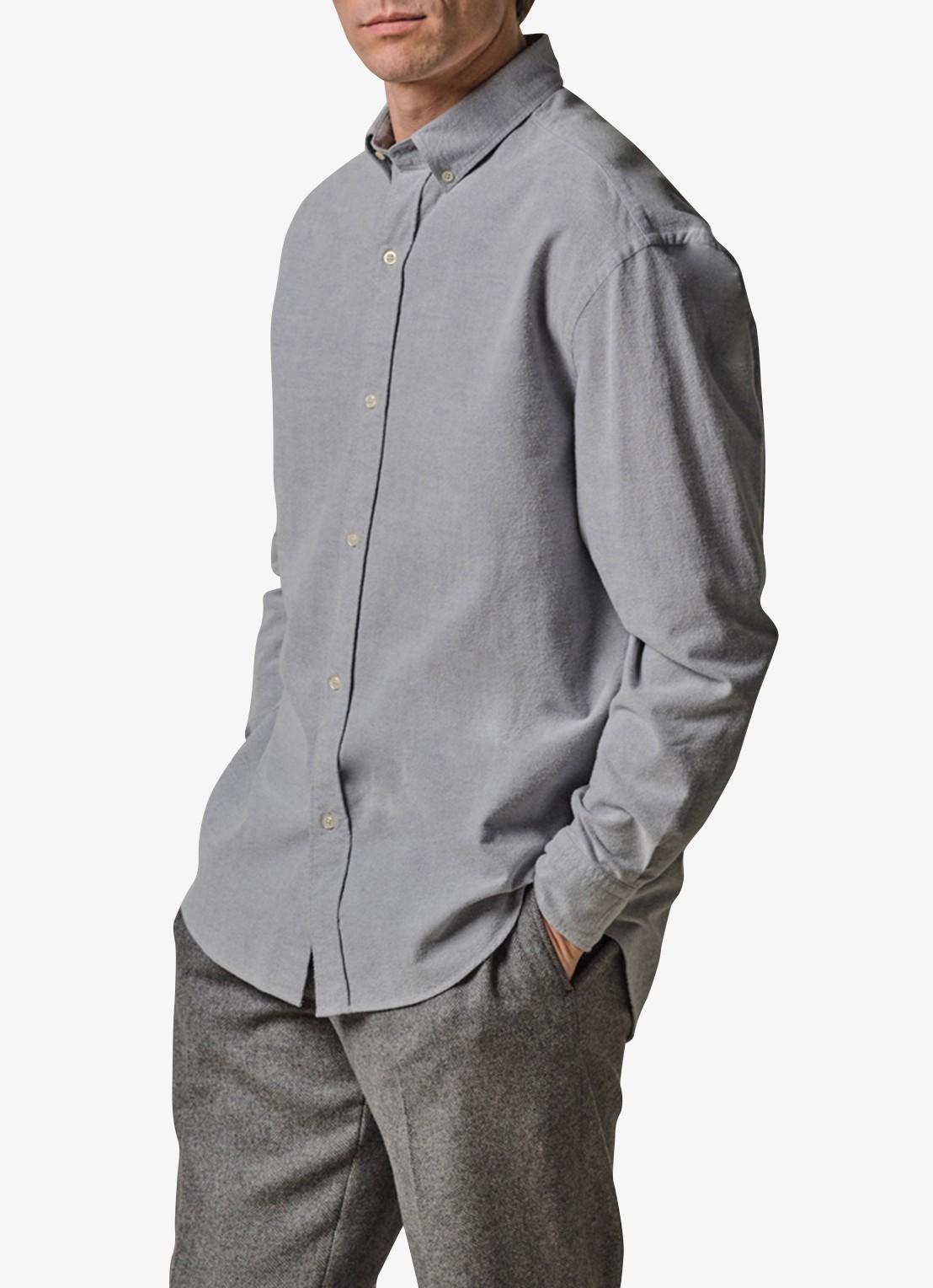 Profuomo Oxford comfort fit overhemd met button down kraag - detail blauw