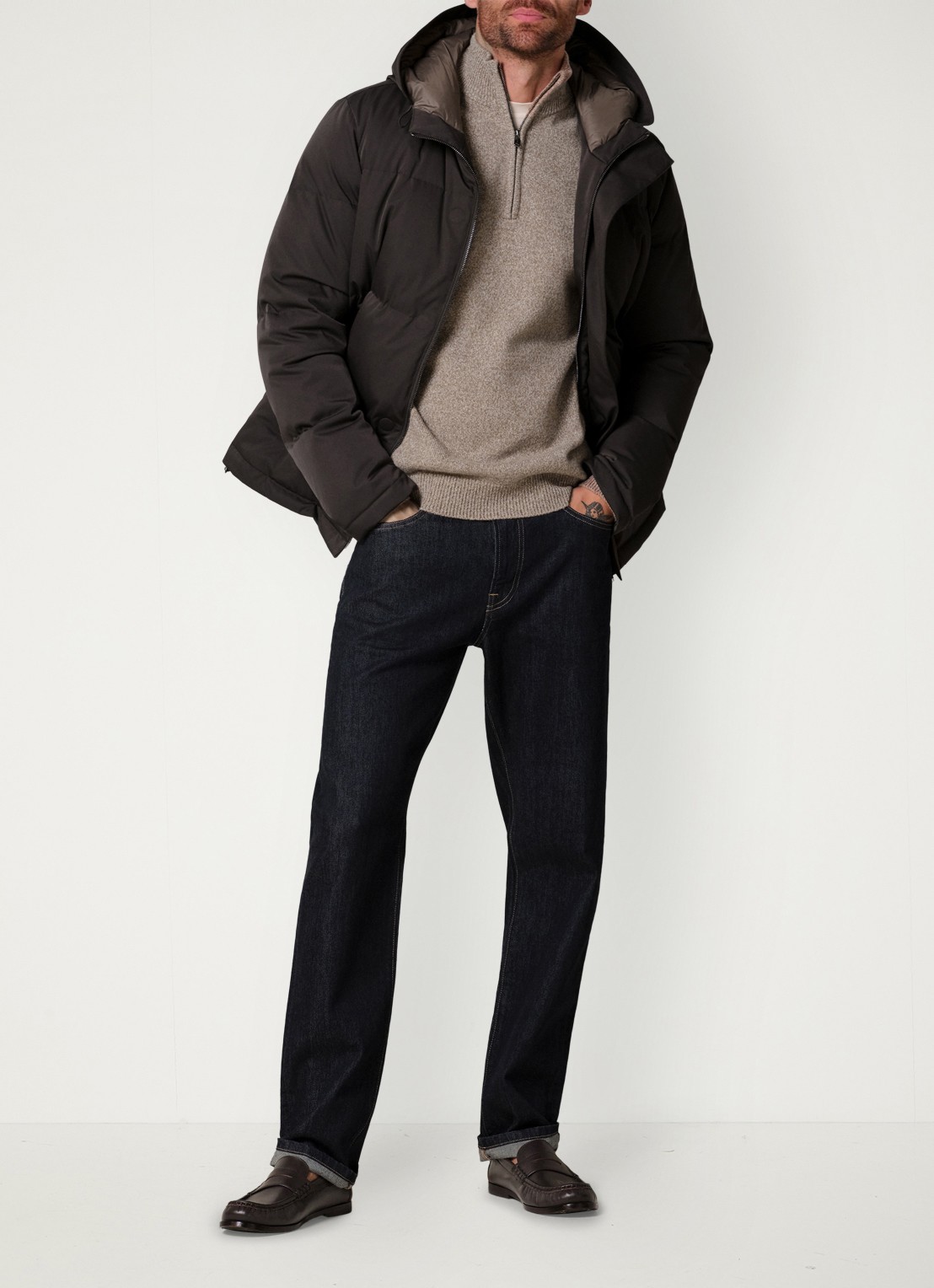 Profuomo Parka met capuchon - voorkant 5 donkerbruin