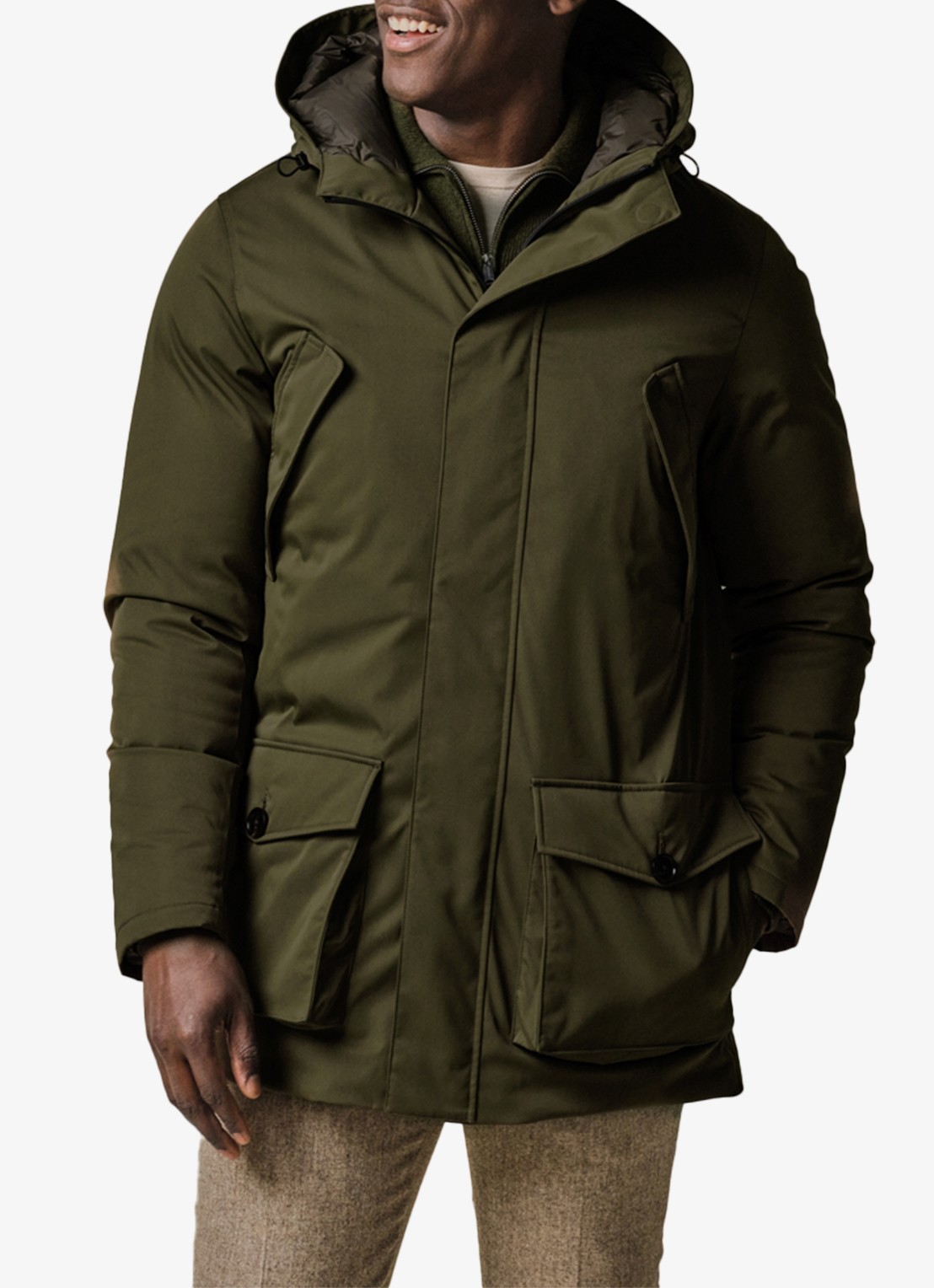 Profuomo Parka met klepzakken - detail 2 groen
