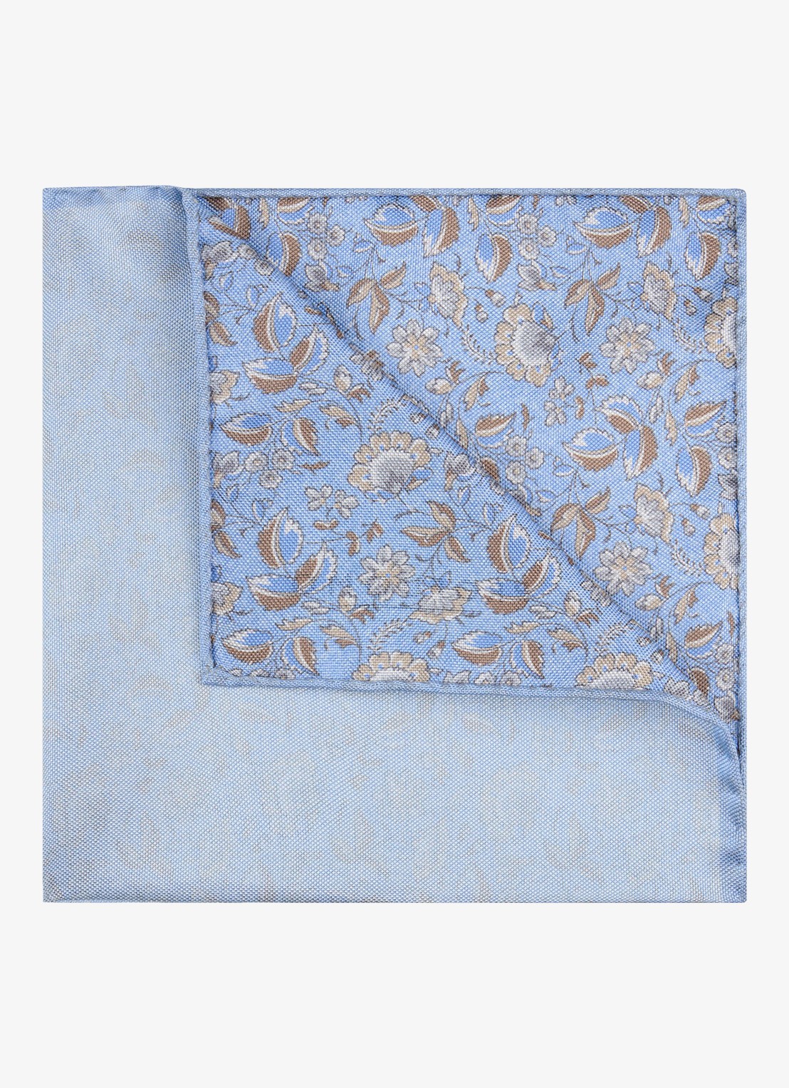 Profuomo Pochet van zijde met print - detail 2 blauw