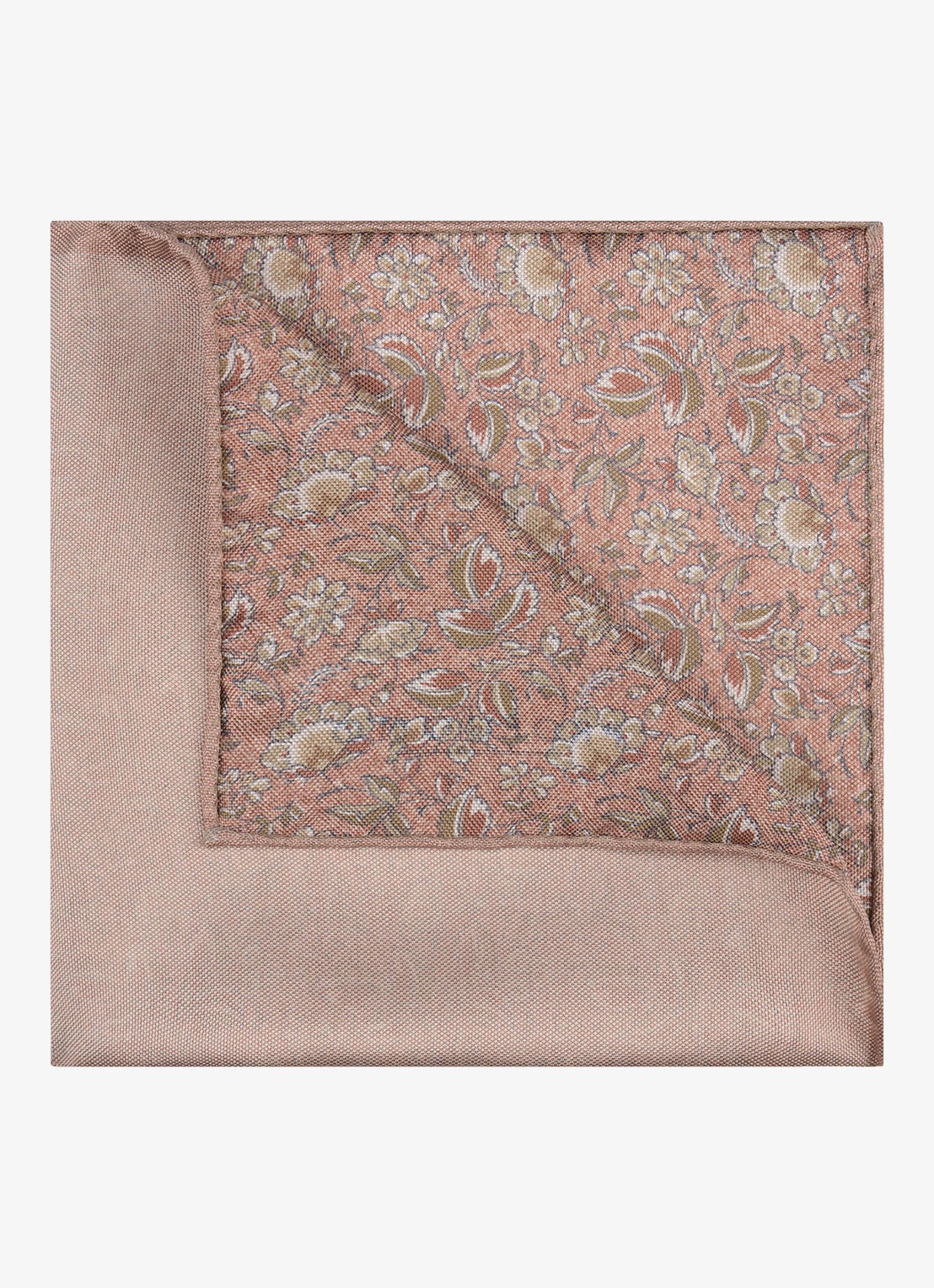 Profuomo Pochet van zijde met print - detail donkerroze