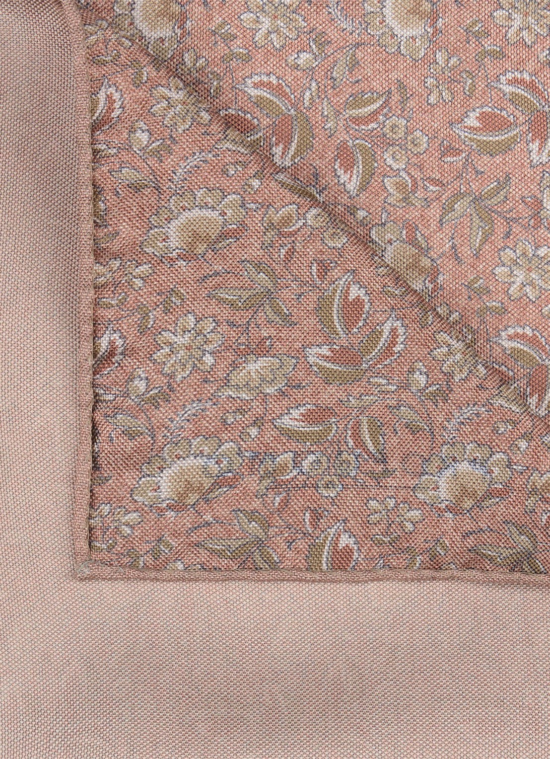 Profuomo Pochet van zijde met print - voorkant 2 donkerroze