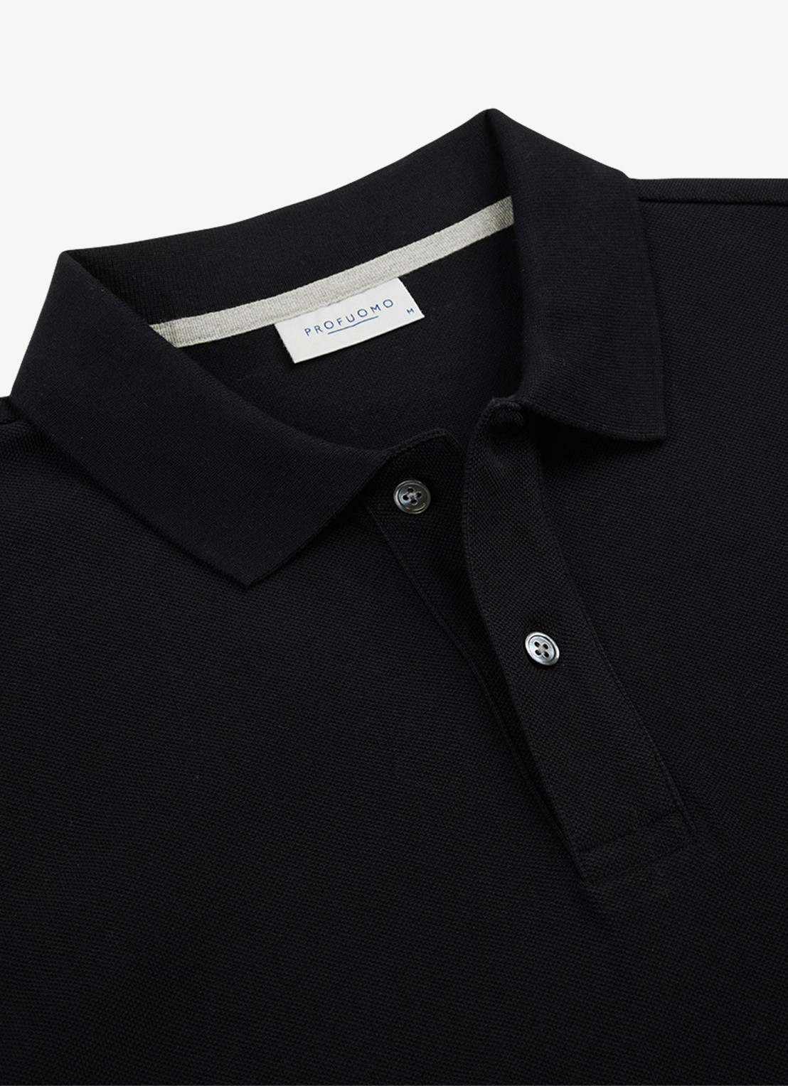 Profuomo Polo in pique - detail 4 zwart