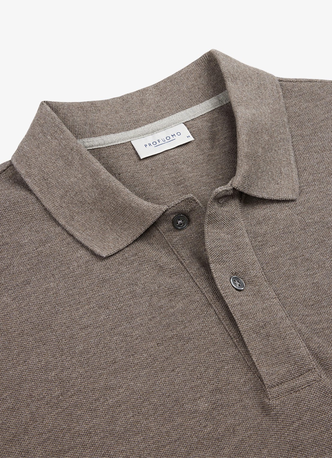 Profuomo Polo in pique - detail 5 bruin