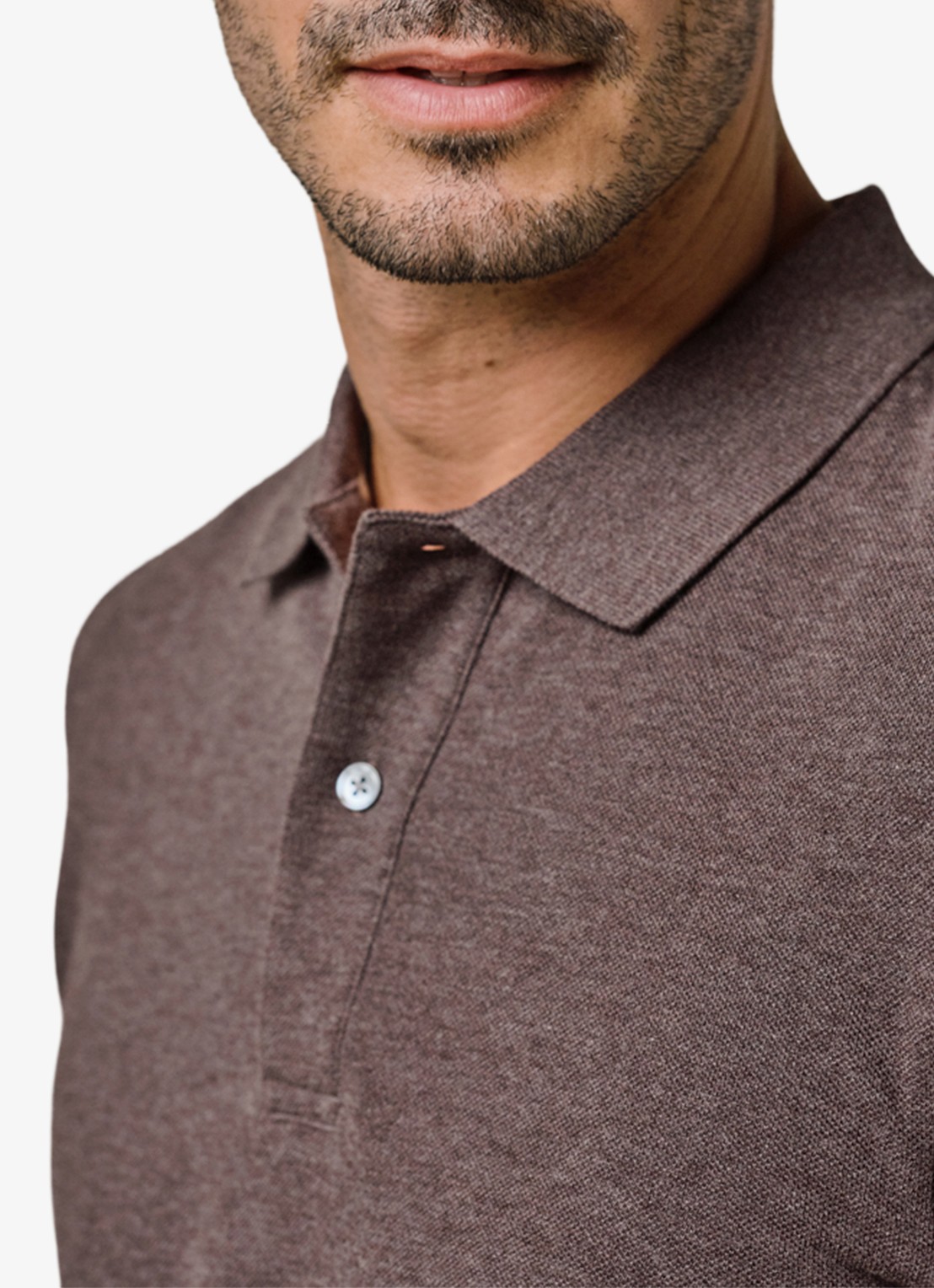 Profuomo Polo in pique - detail 4 bruin
