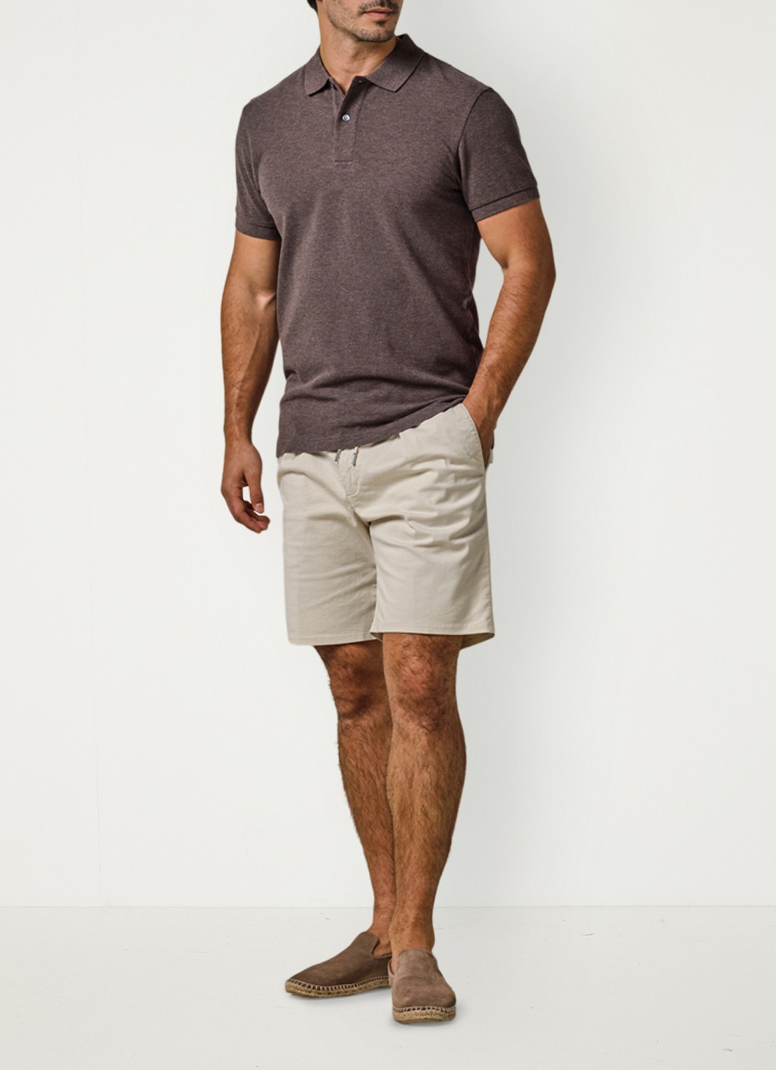 Profuomo Polo in pique - voorkant 2 bruin