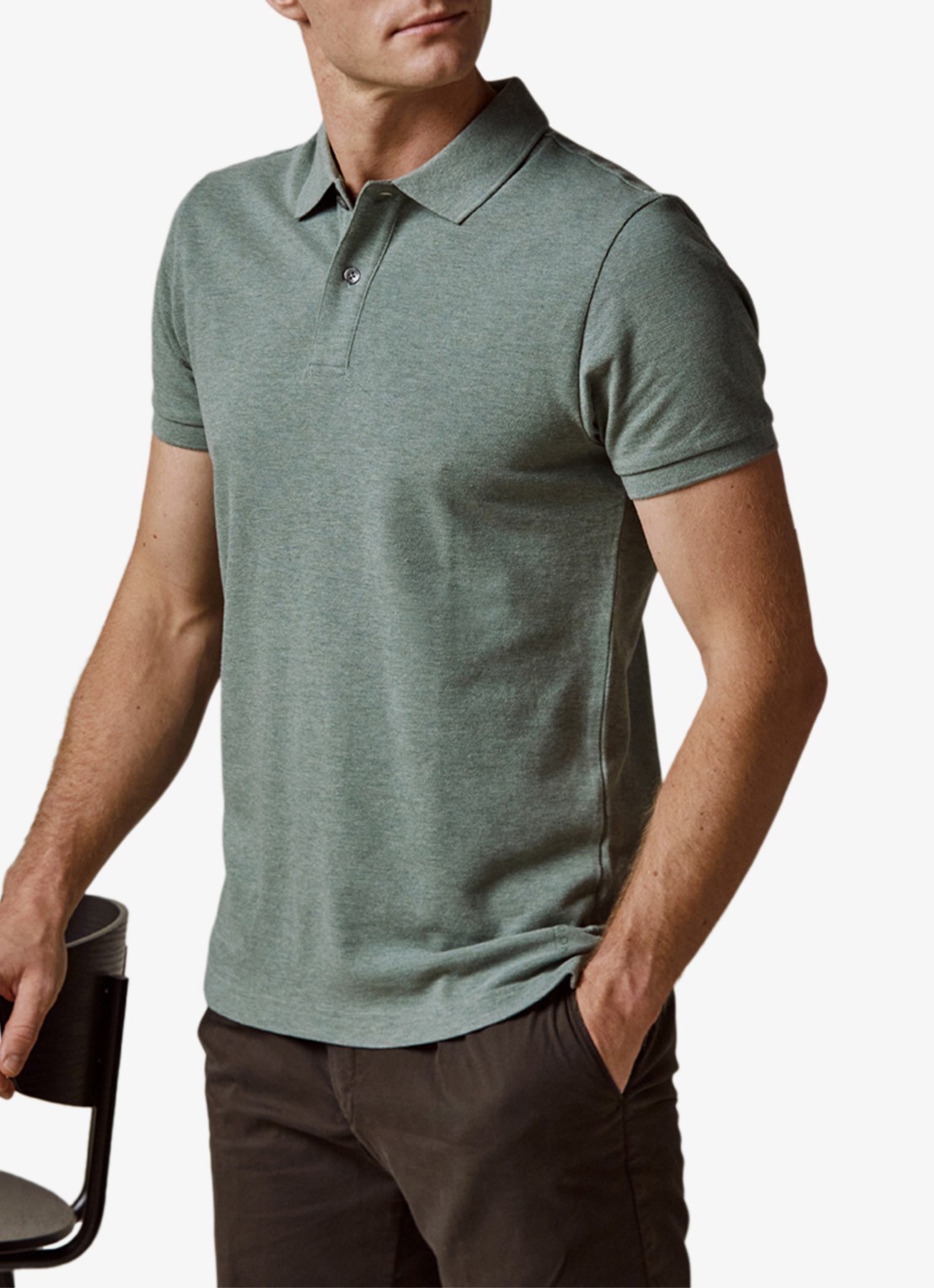 Profuomo Polo in pique - detail 2 groen