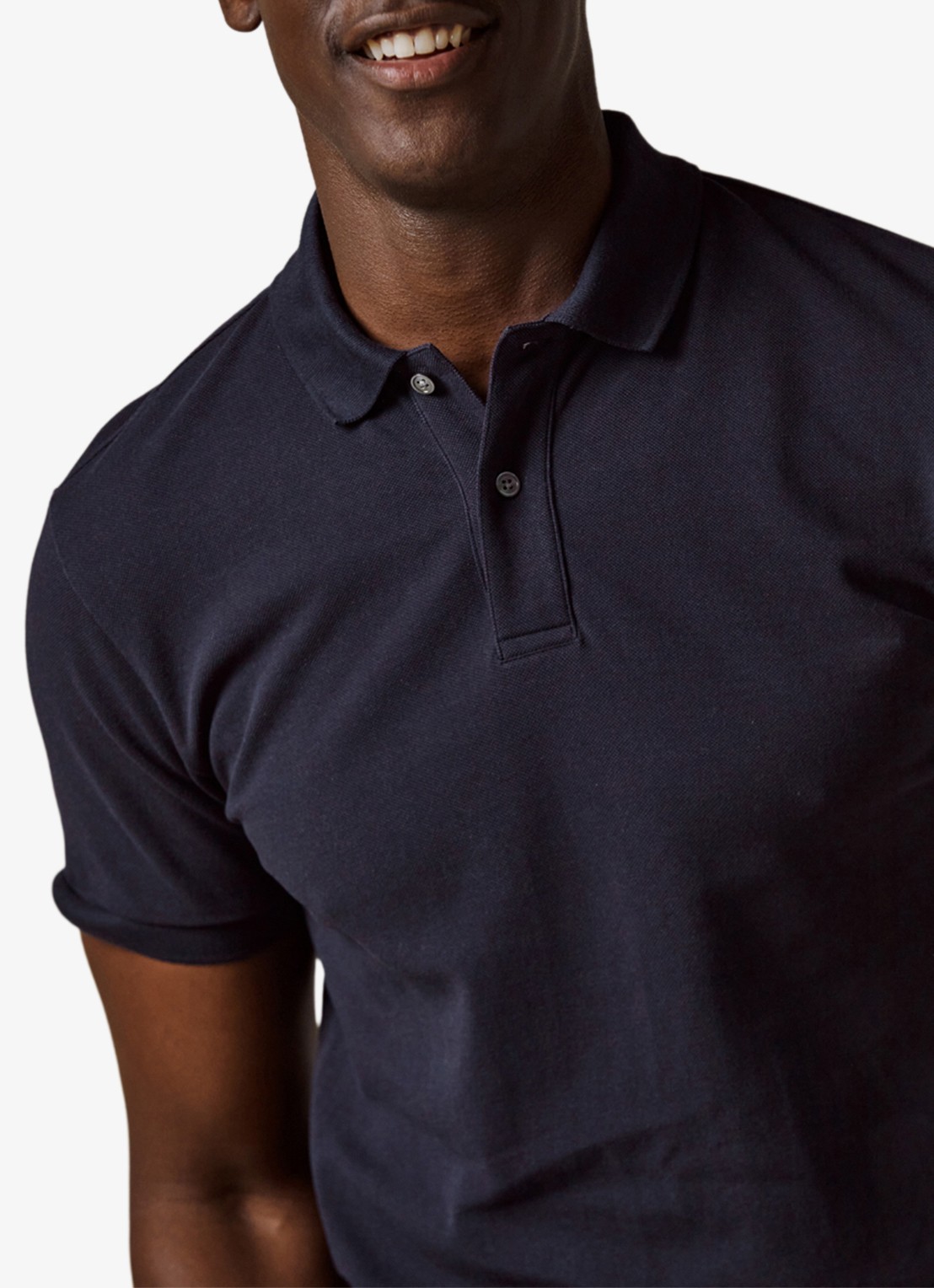 Profuomo Polo in pique - detail 3 donkerblauw