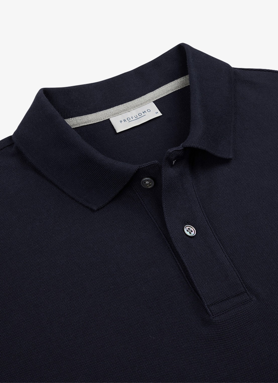Profuomo Polo in pique - detail 4 donkerblauw