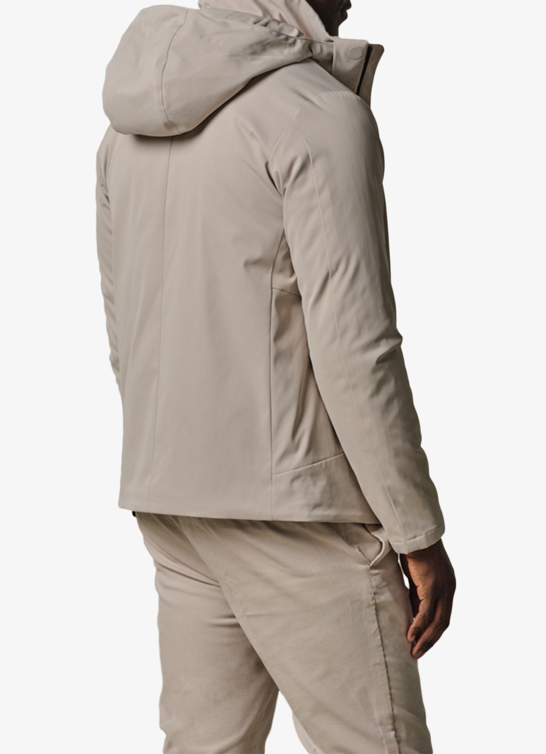 Profuomo Regenjas met capuchon - achterkant creme