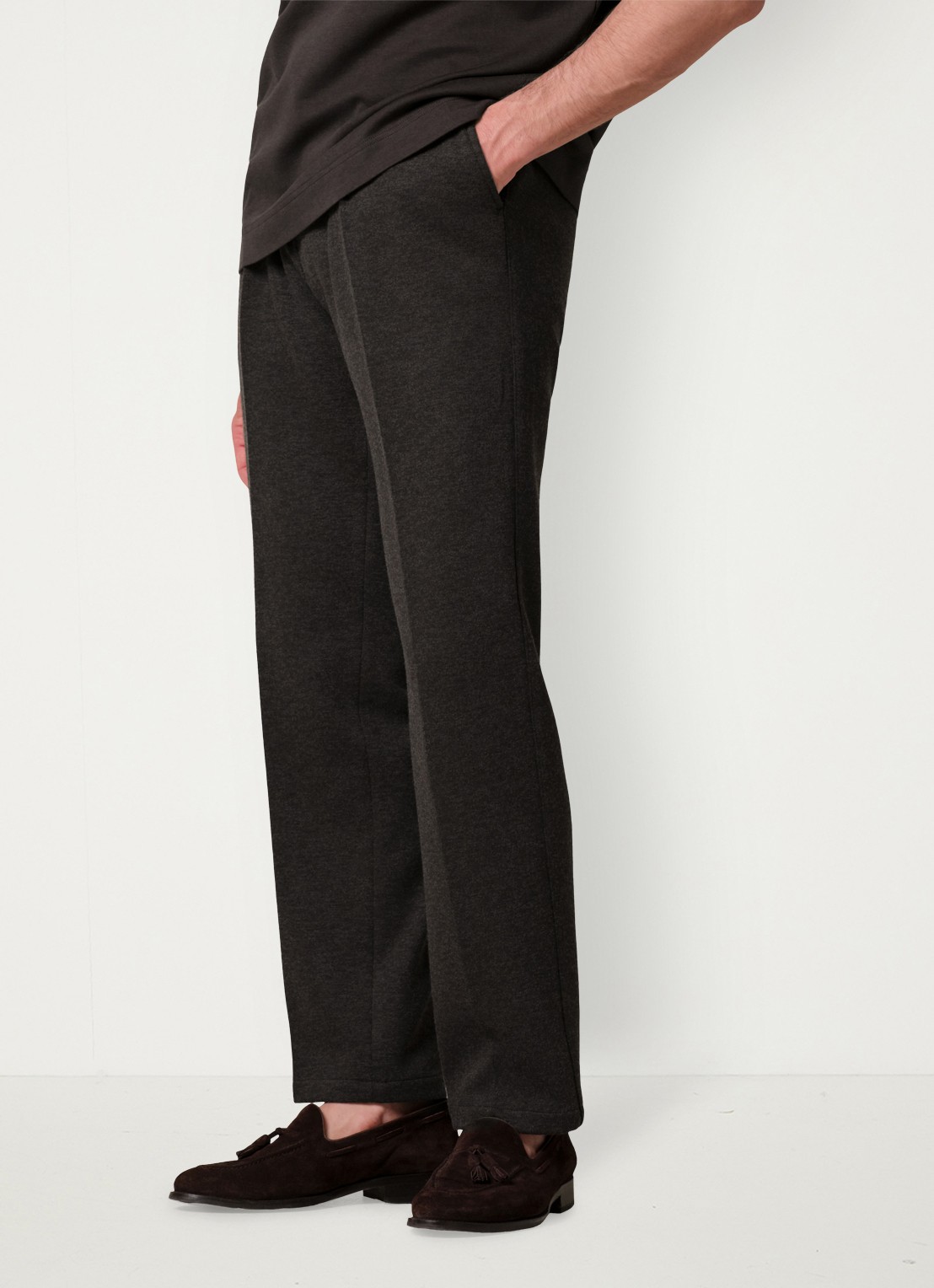 Profuomo Regular fit broek in wolblend - detail 3 donkerbruin