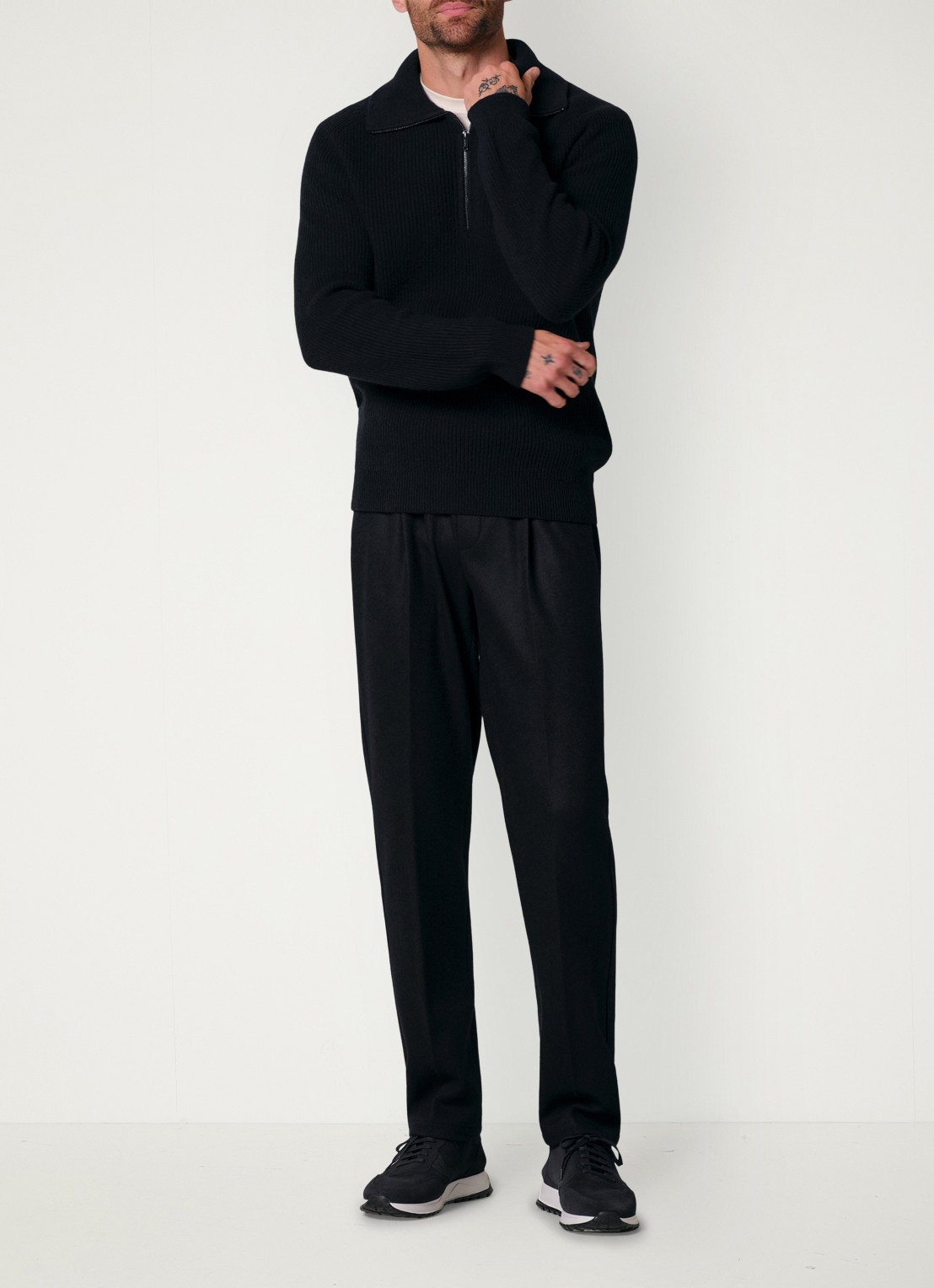 Profuomo Regular fit broek in wolblend - voorkant 3 donkerblauw