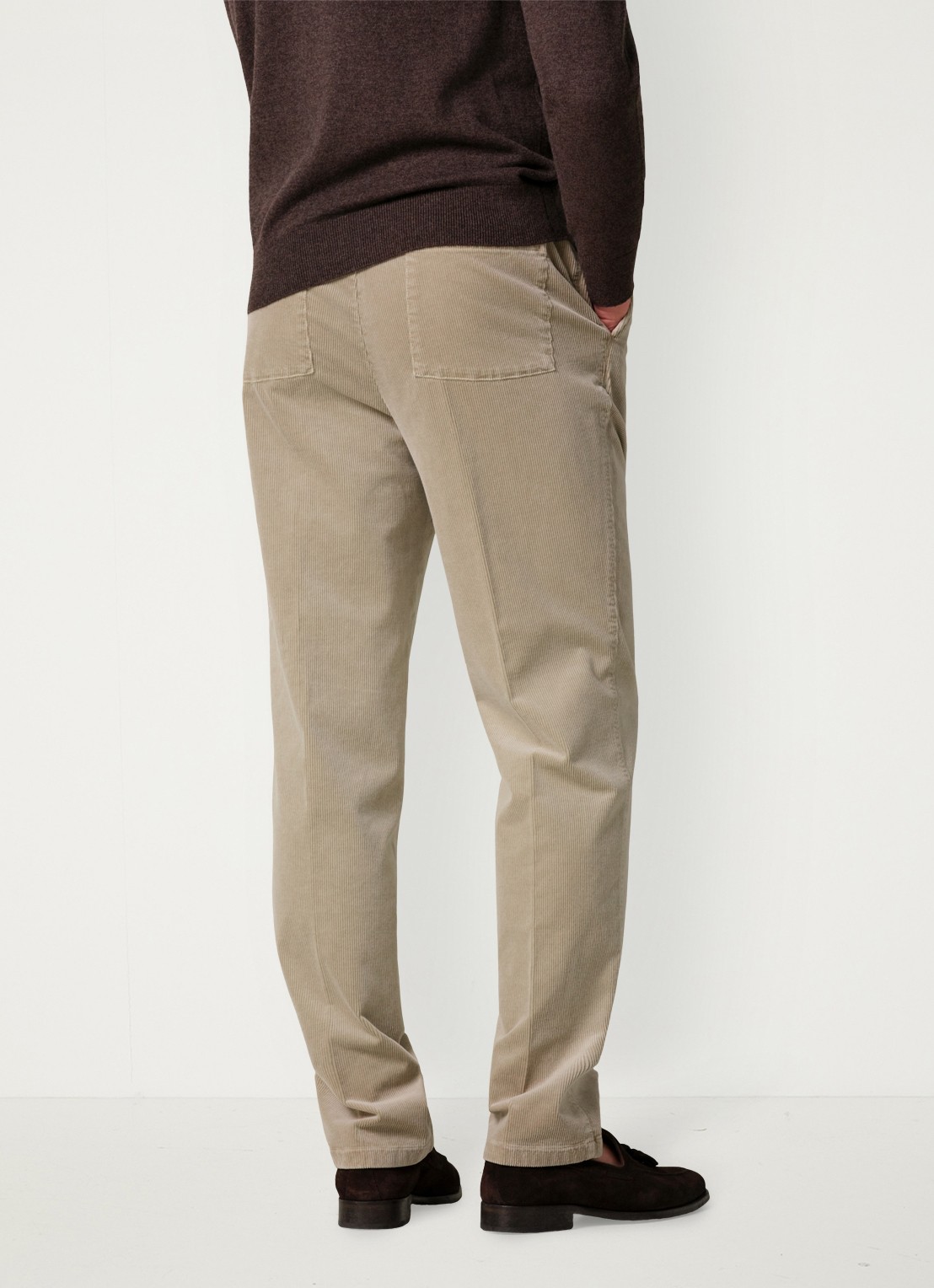 Profuomo Regular fit broek van corduroy - achterkant 6 beige