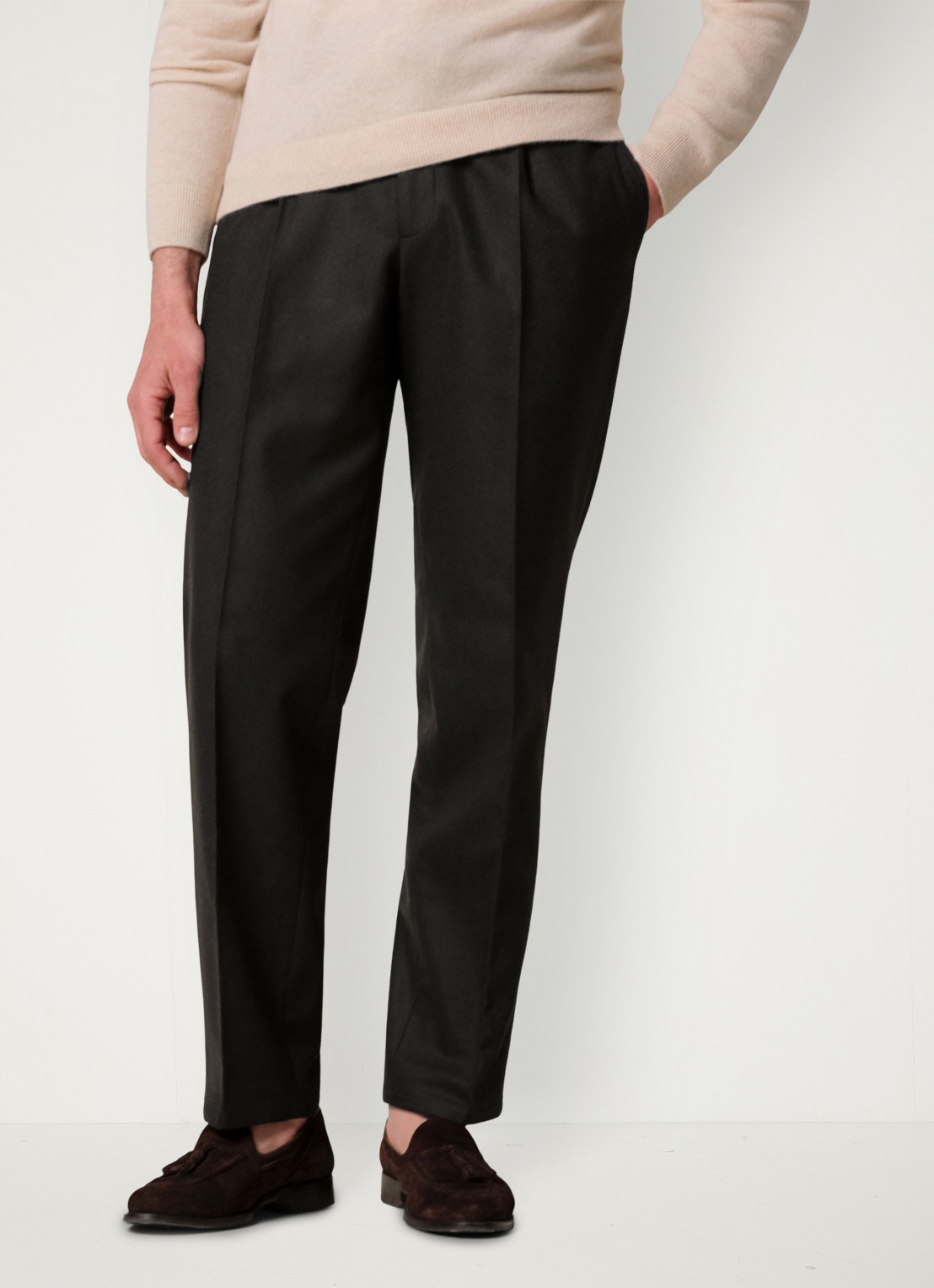 Profuomo Regular fit chino in kasjmierblend - detail 3 donkerbruin