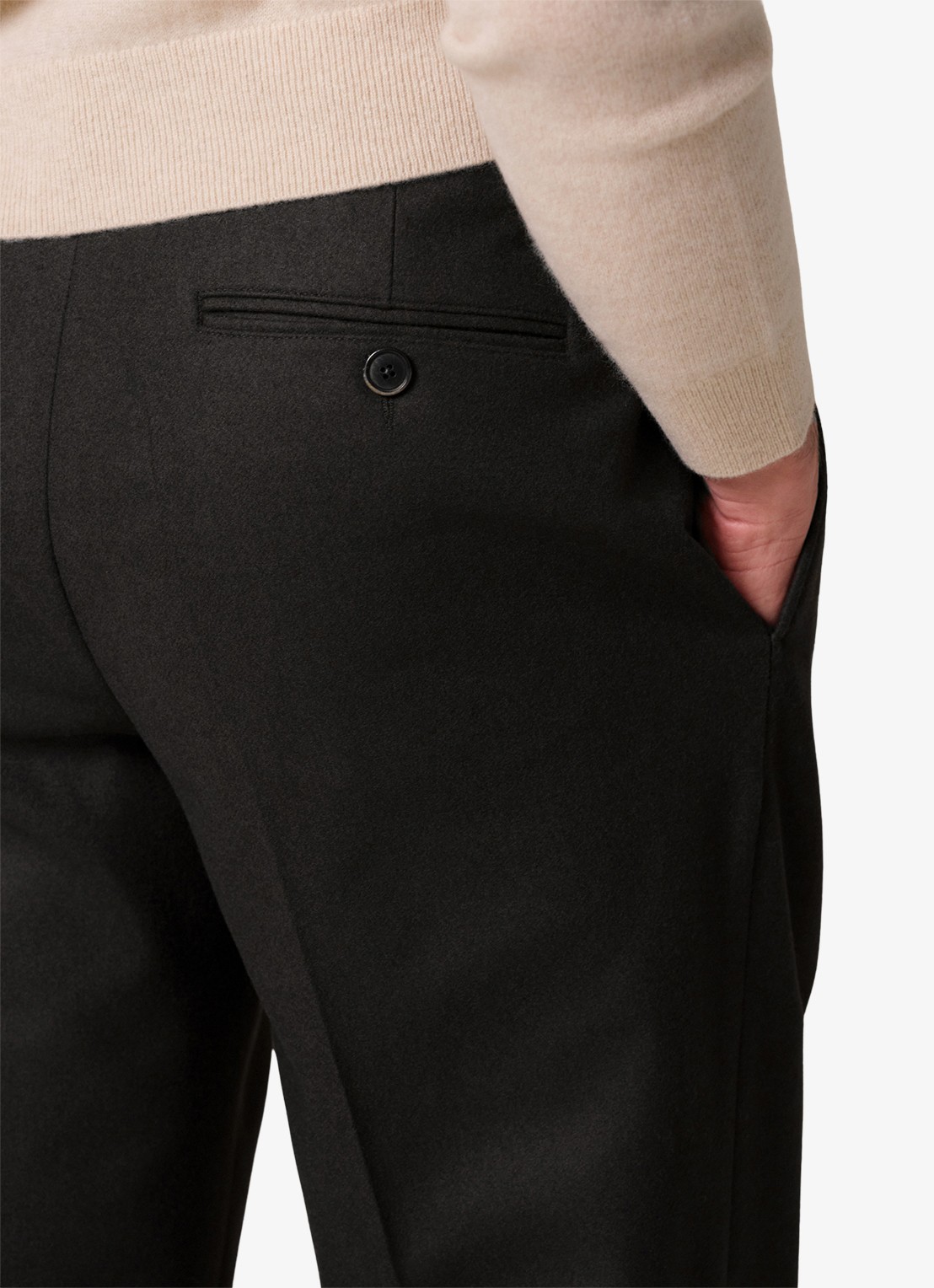 Profuomo Regular fit chino in kasjmierblend - detail 5 donkerbruin