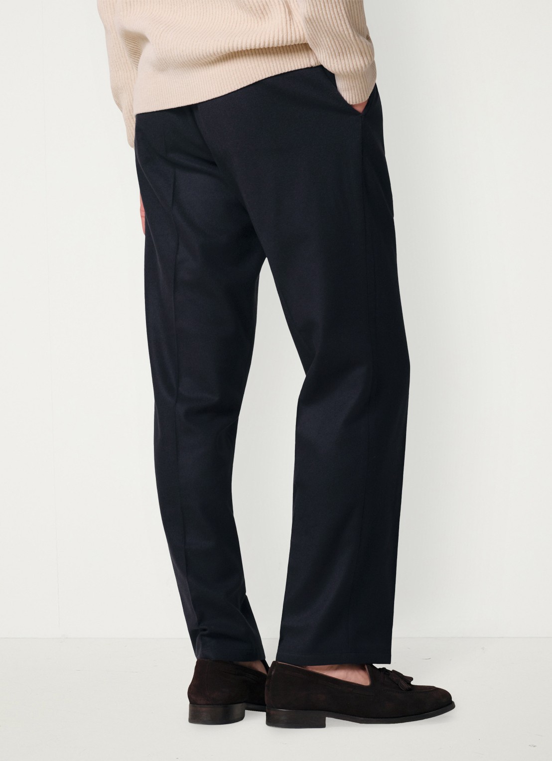 Profuomo Regular fit chino in kasjmierblend - achterkant 6 donkerblauw