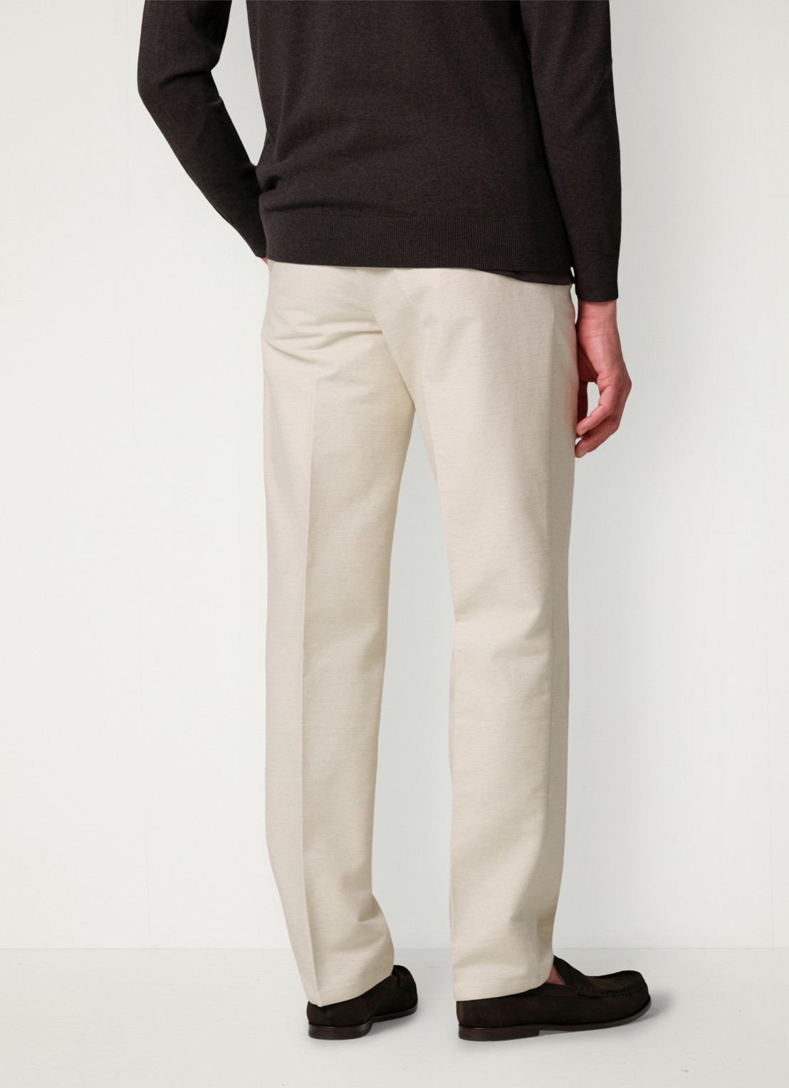 Profuomo Regular fit chino in linnenblend - achterkant 6 creme