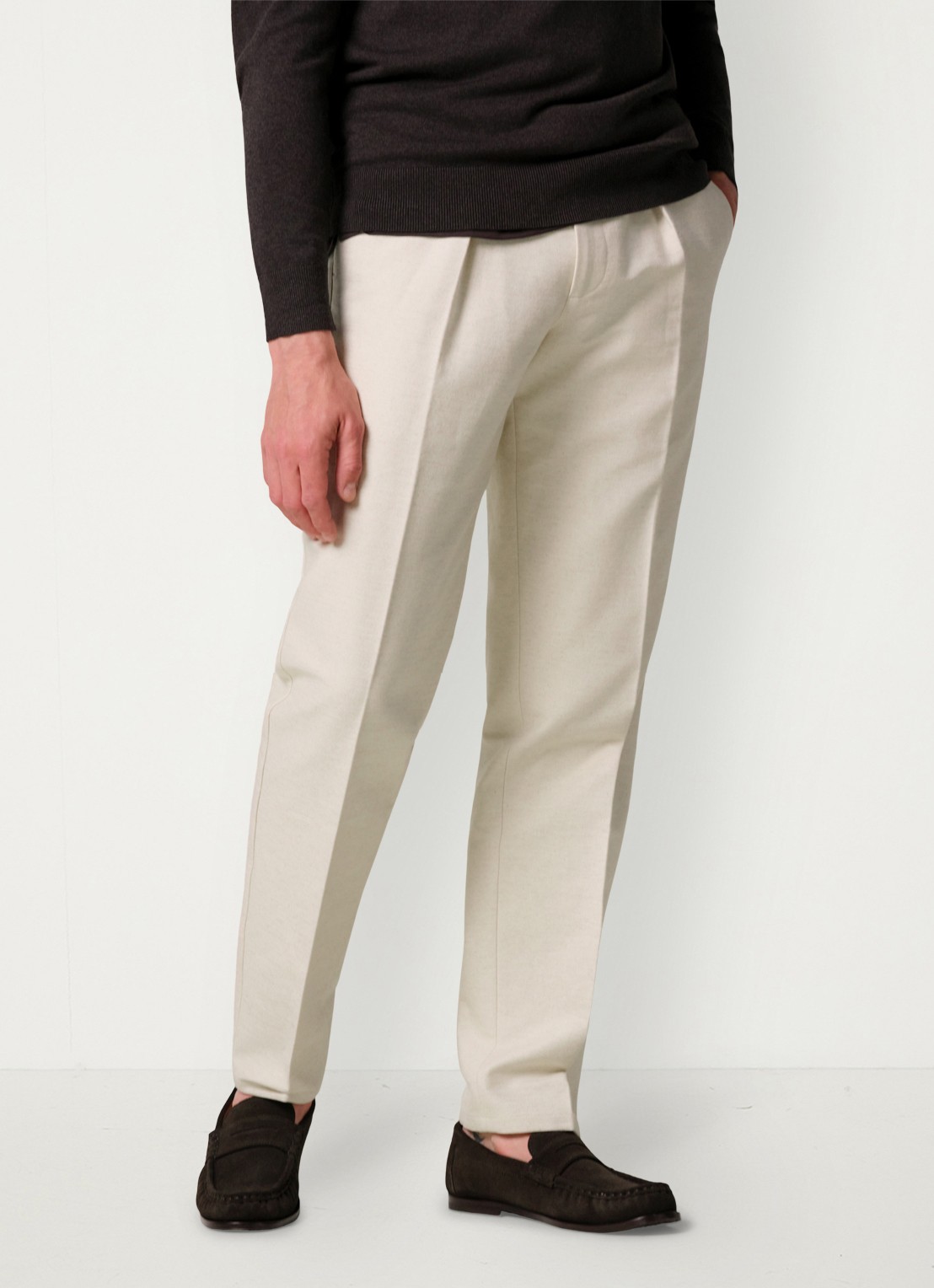 Profuomo Regular fit chino in linnenblend - detail 3 creme