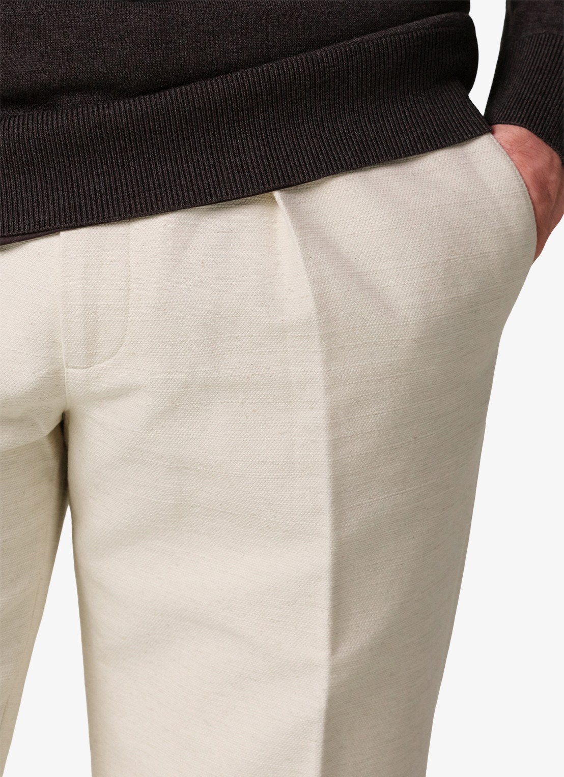 Profuomo Regular fit chino in linnenblend - detail 5 creme