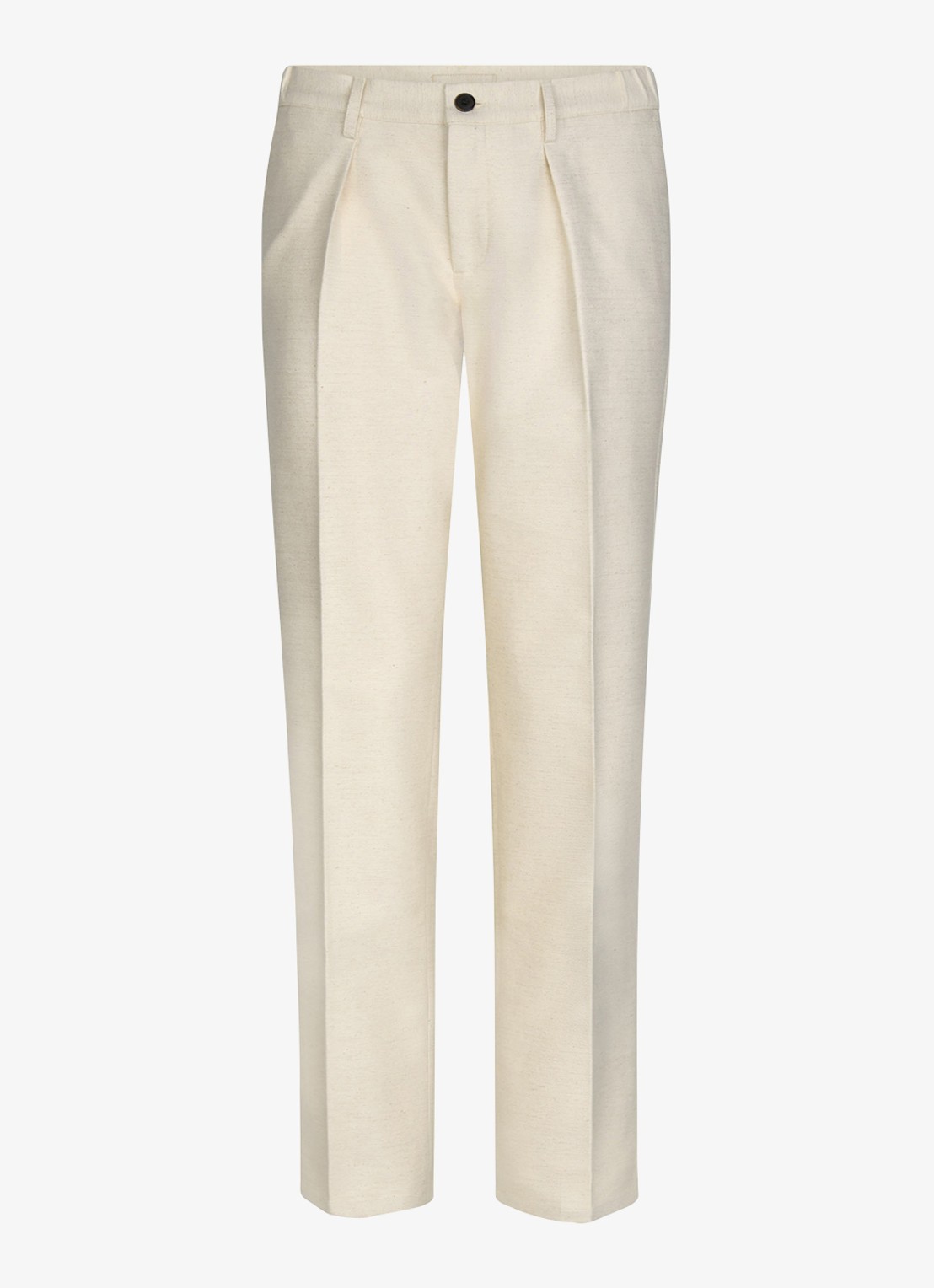 Profuomo Regular fit chino in linnenblend - voorkant creme