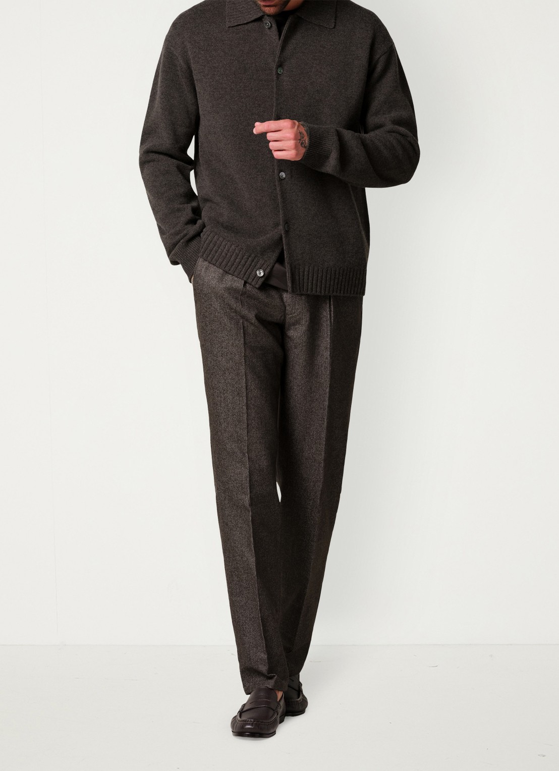 Profuomo Regular fit chino in wolblend - voorkant 6 bruin