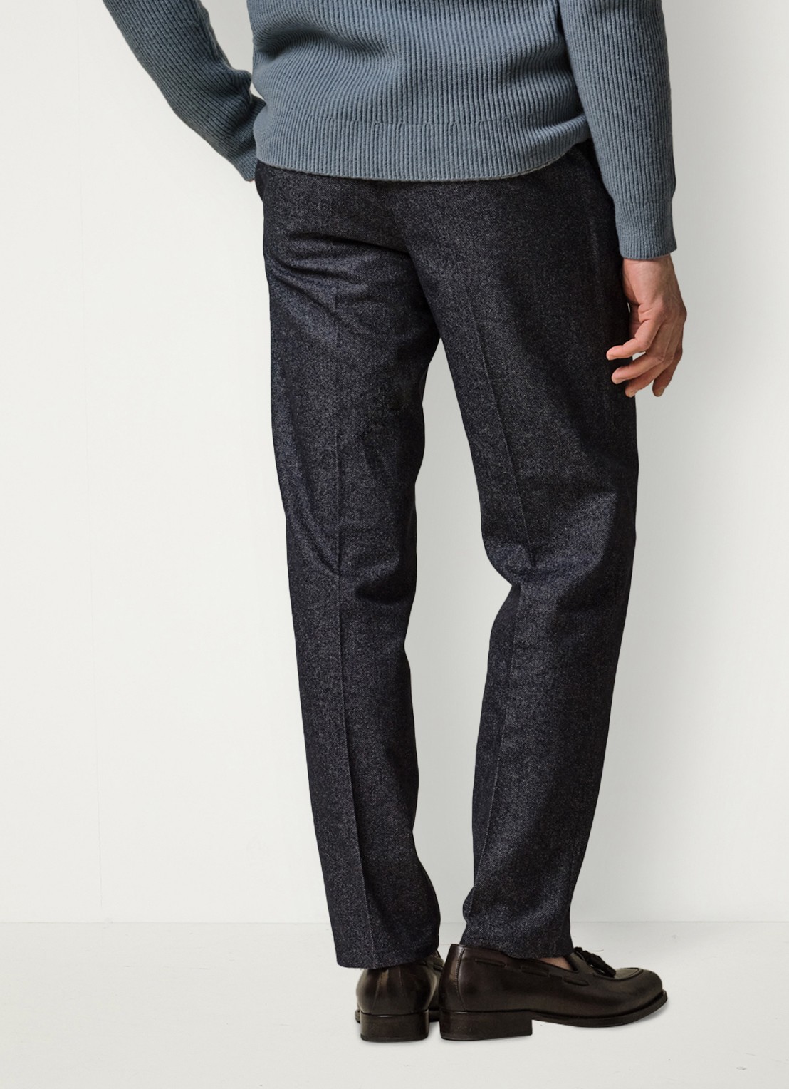 Profuomo Regular fit chino in wolblend - achterkant 3 donkerblauw