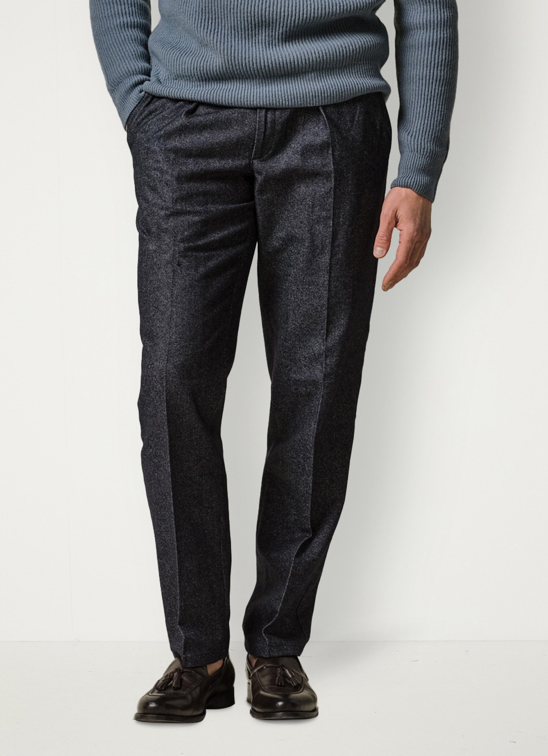 Profuomo Regular fit chino in wolblend - detail 4 donkerblauw