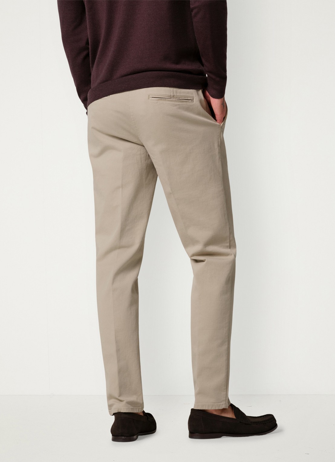 Profuomo Regular fit chino met steekzakken en stretch - achterkant 4 beige