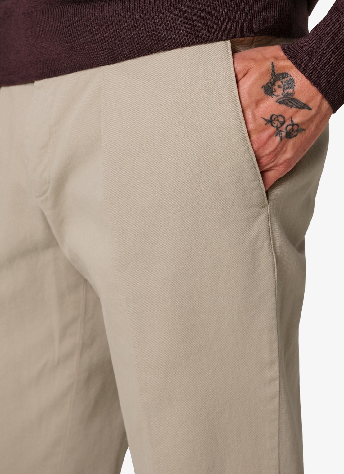 Profuomo Regular fit chino met steekzakken en stretch - detail 3 beige