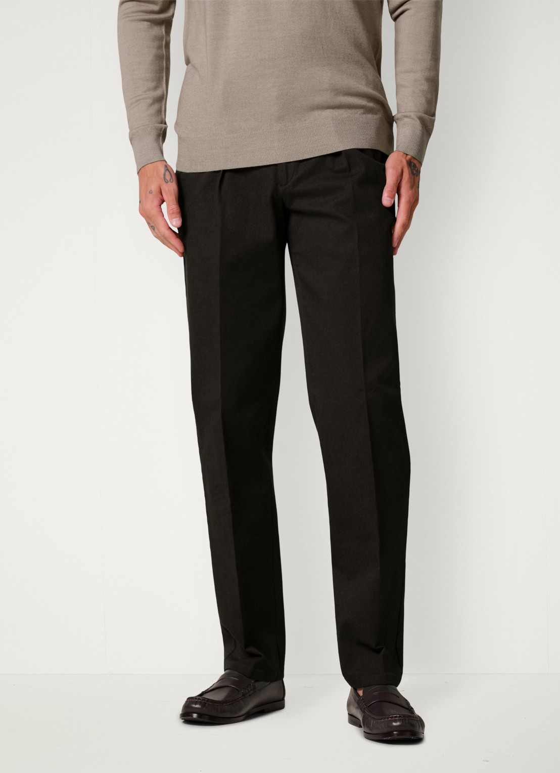 Profuomo Regular fit chino met steekzakken en stretch - detail 4 donkerbruin