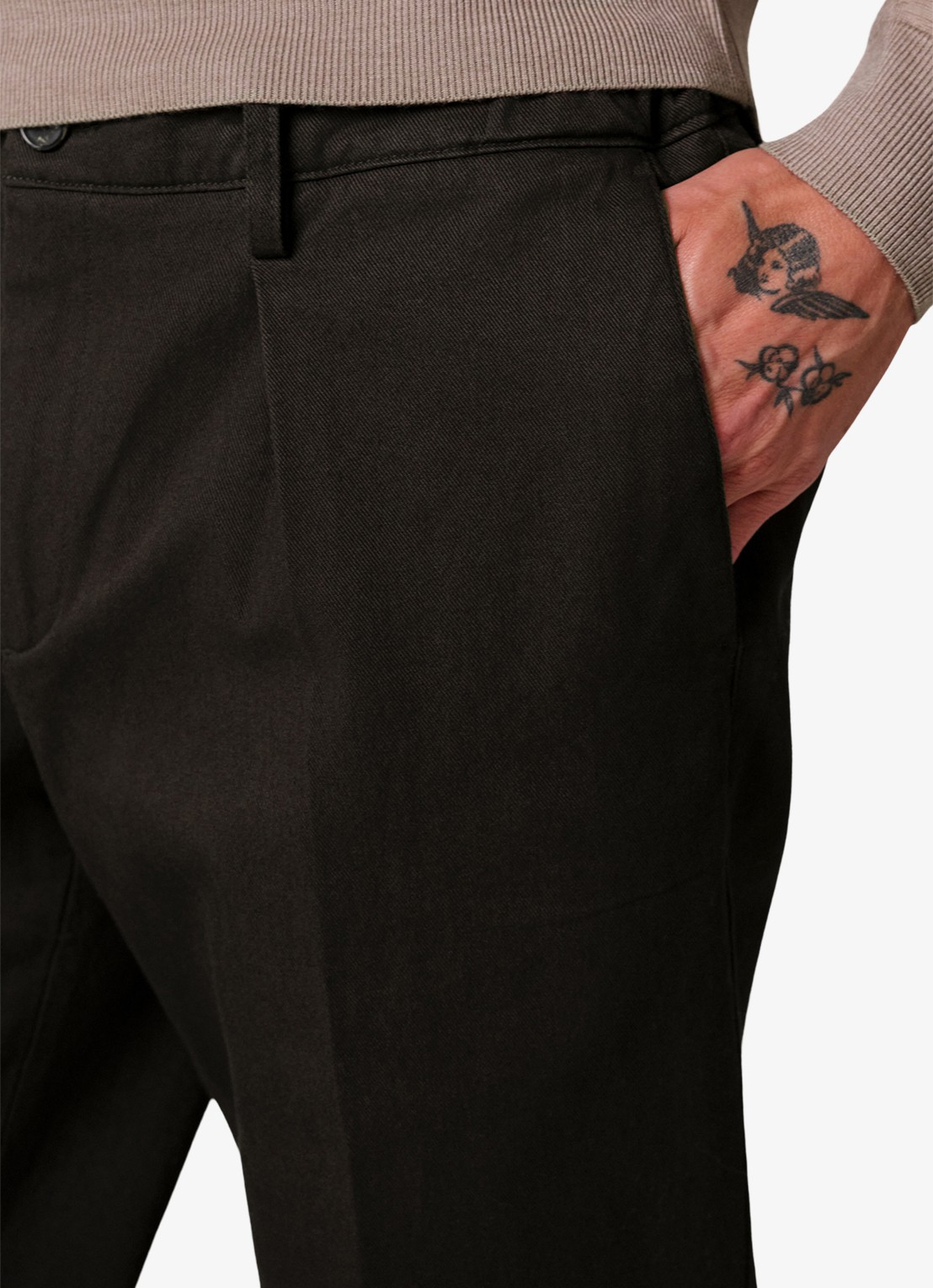 Profuomo Regular fit chino met steekzakken en stretch - detail 6 donkerbruin