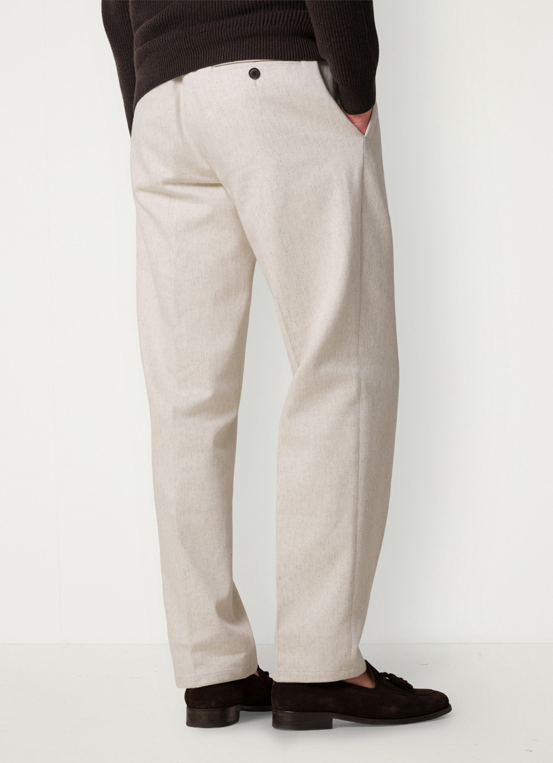 Profuomo Regular fit chino met steekzakken - achterkant 6 creme