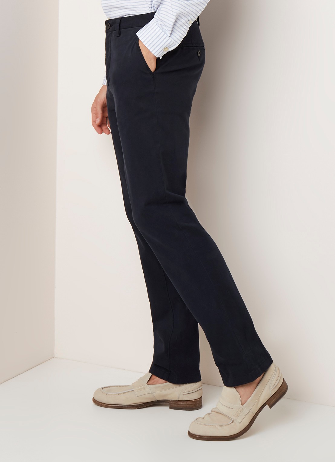 Profuomo Regular fit chino van katoen met stretch - detail 3 donkerblauw