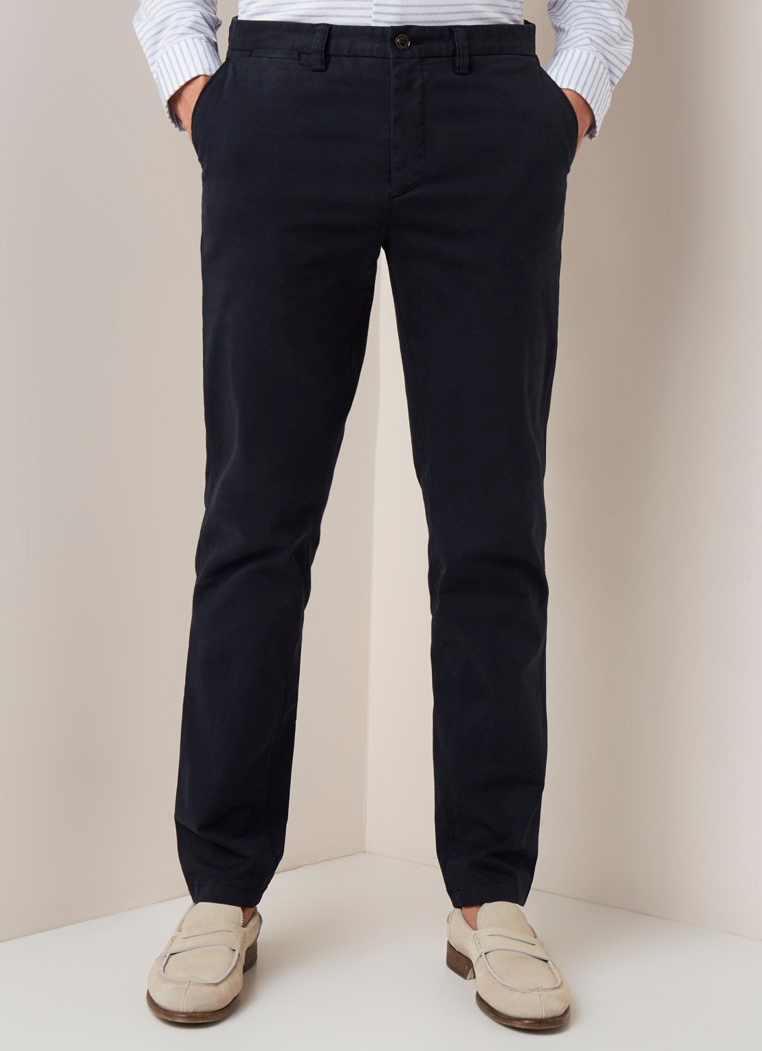 Profuomo Regular fit chino van katoen met stretch - detail 4 donkerblauw